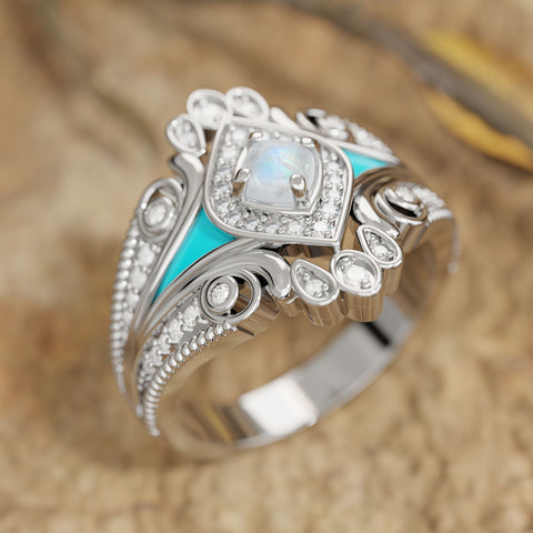 Eagle's Feather Ring - Moonstone