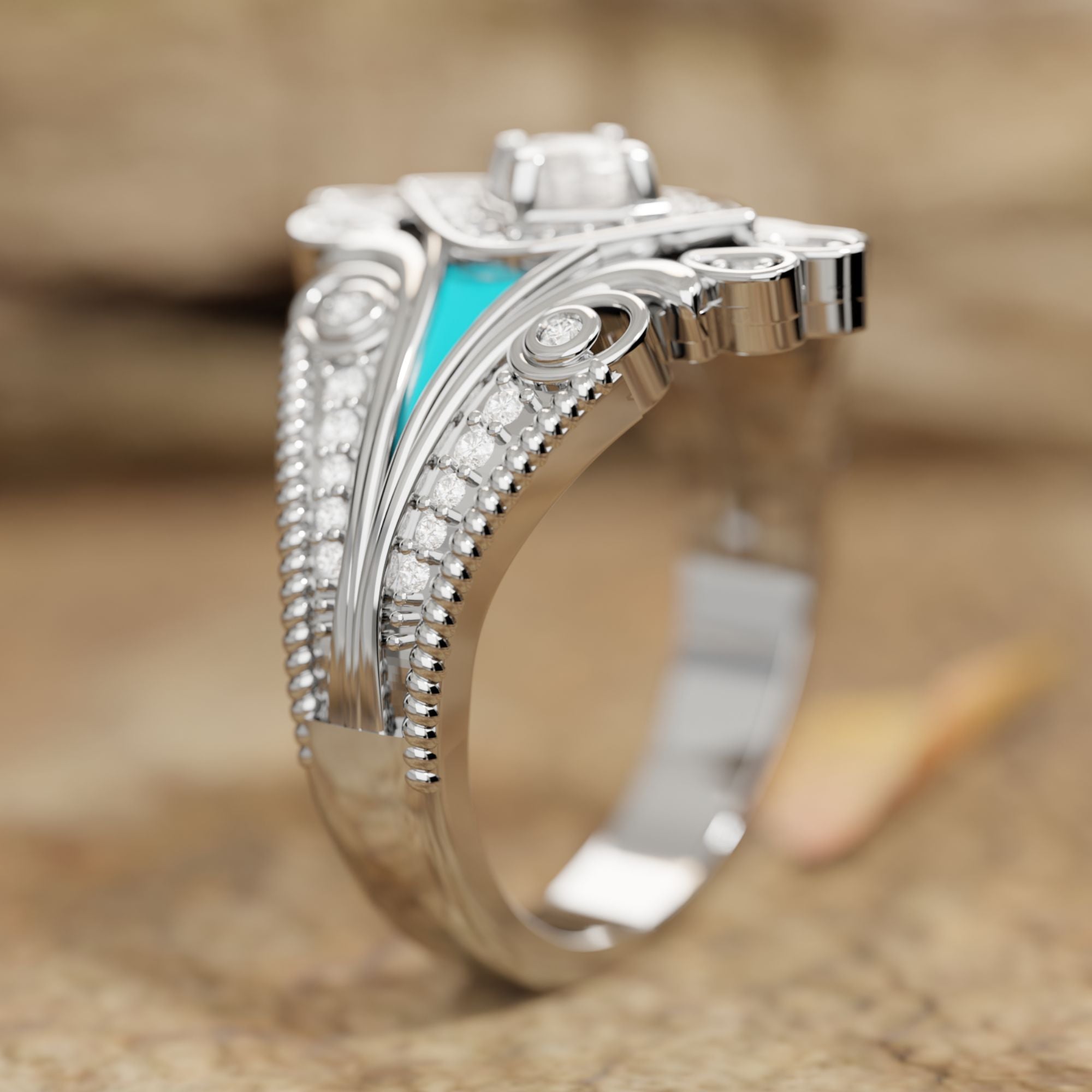 Eagle's Feather Ring - Moonstone - Serene Western