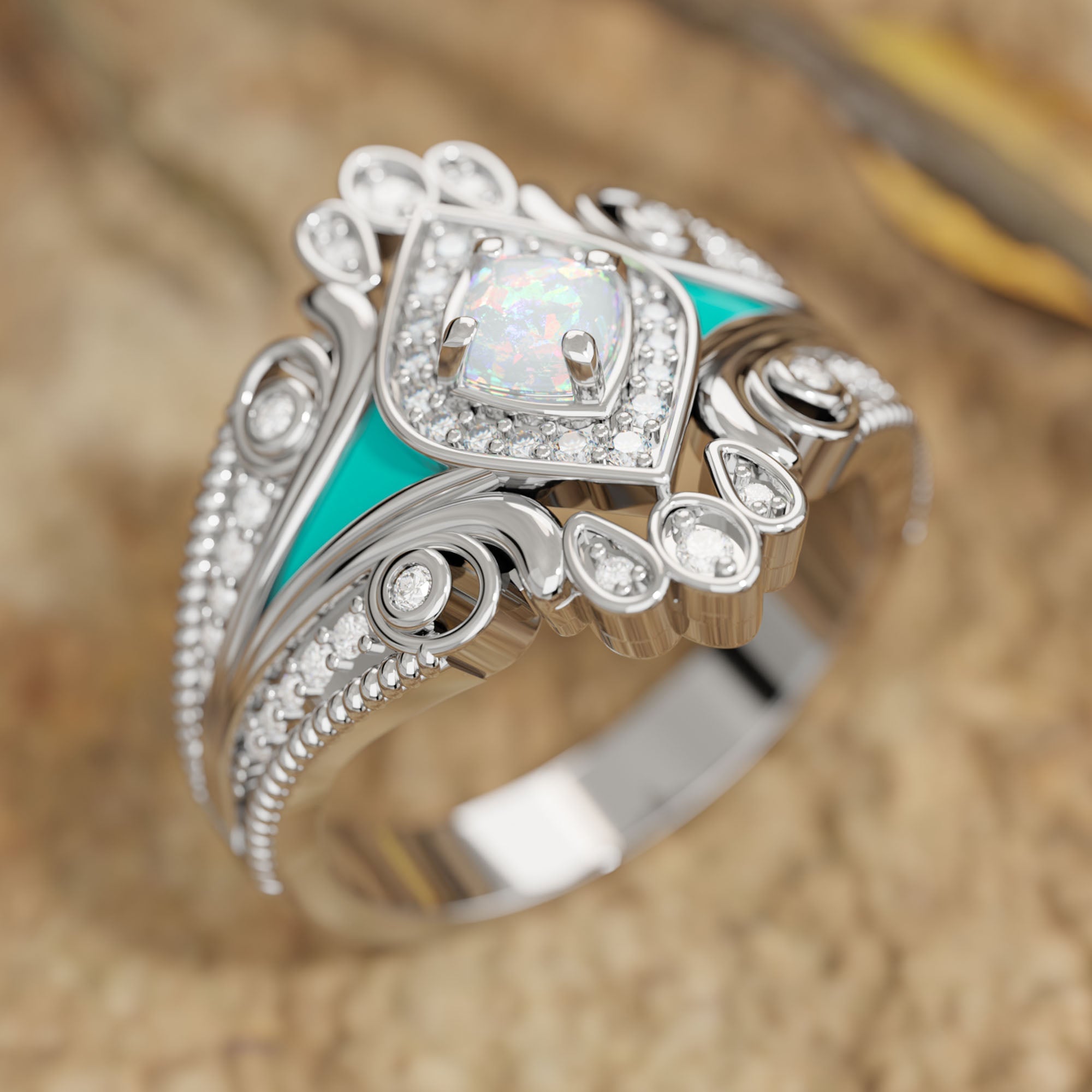 Eagle's Feather Ring - Opal - Serene Western