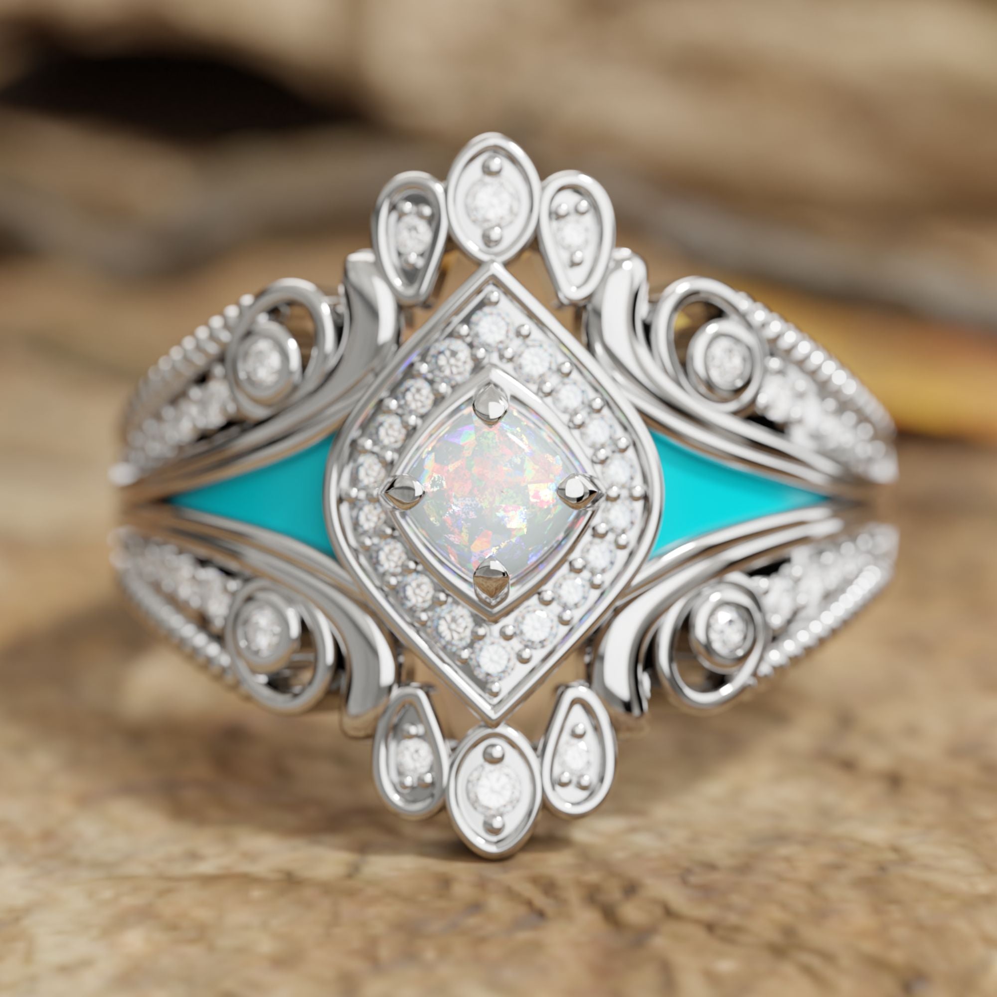 Eagle's Feather Ring - Opal - Serene Western