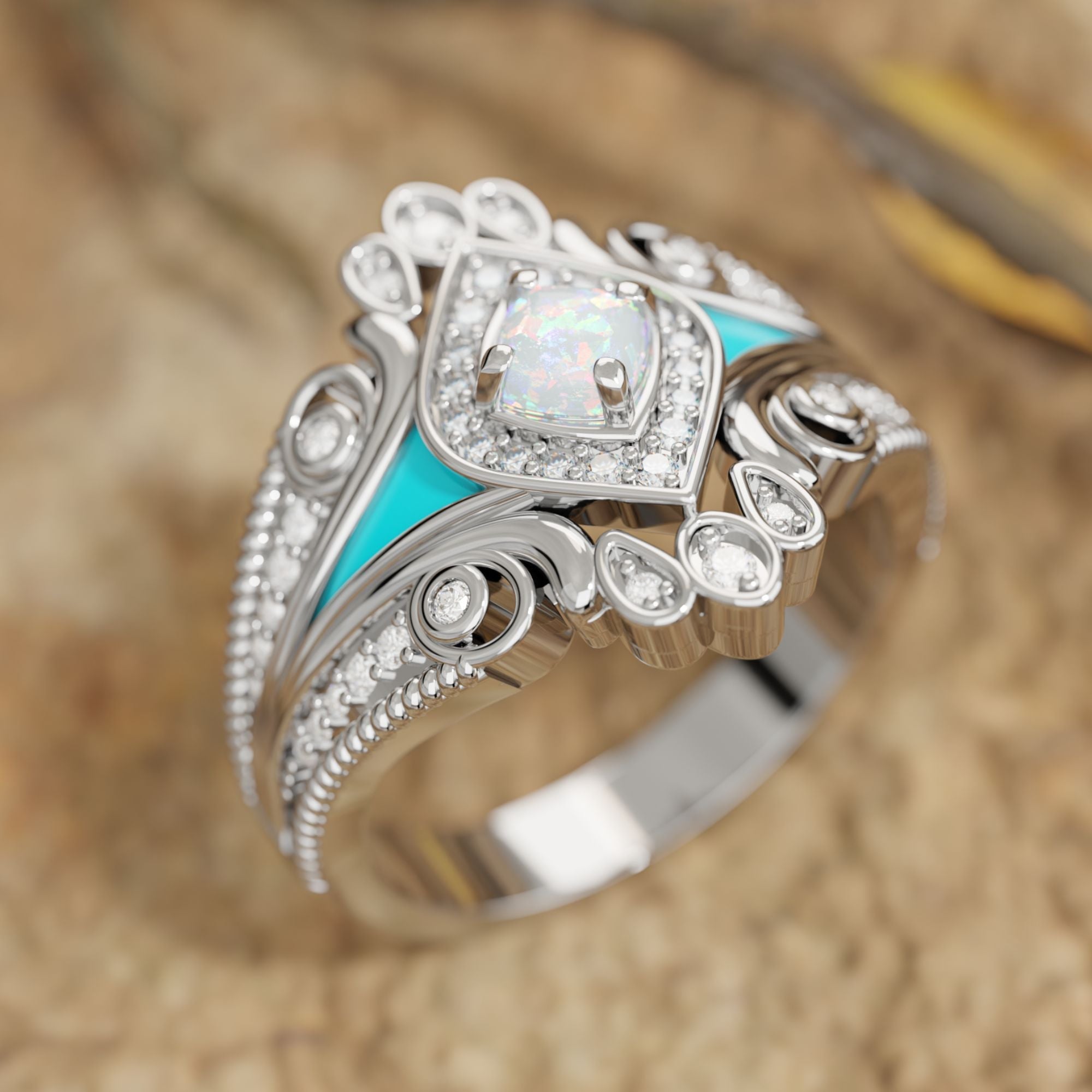 Eagle's Feather Ring - Opal - Serene Western