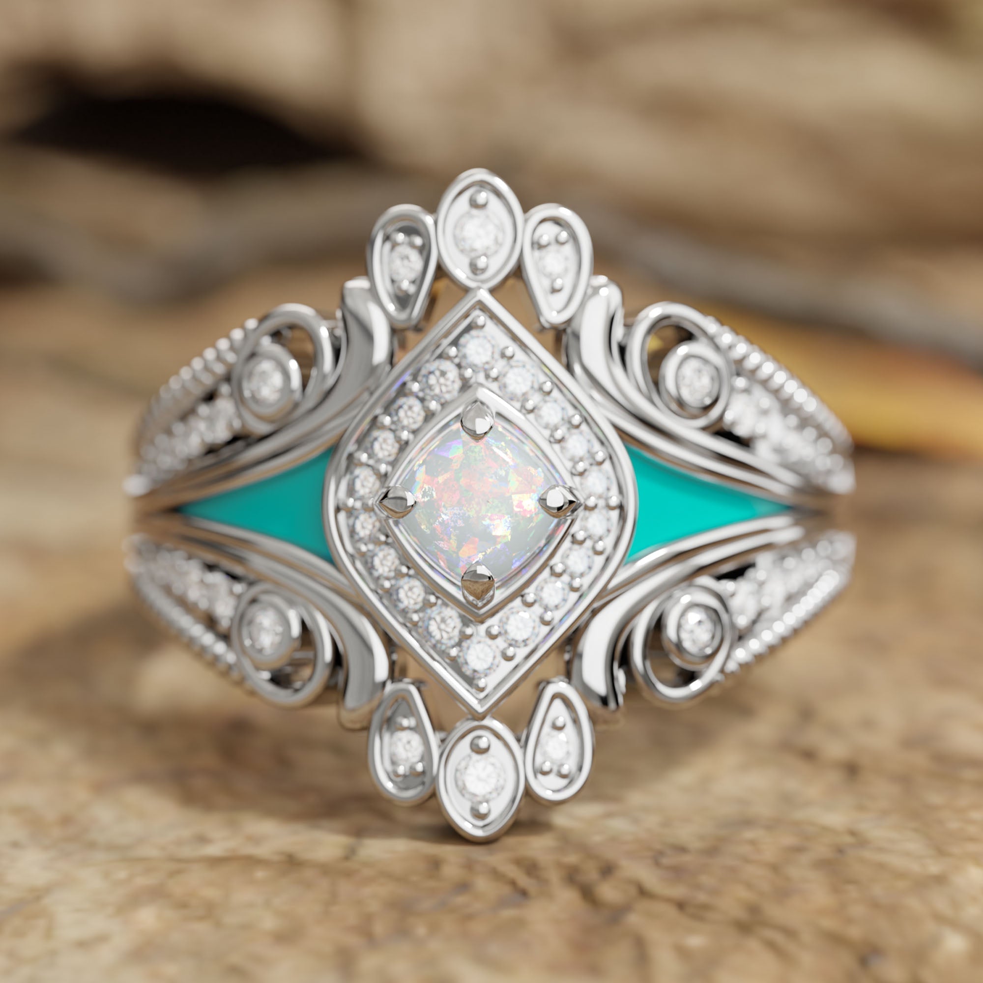 Eagle's Feather Ring - Opal - Serene Western