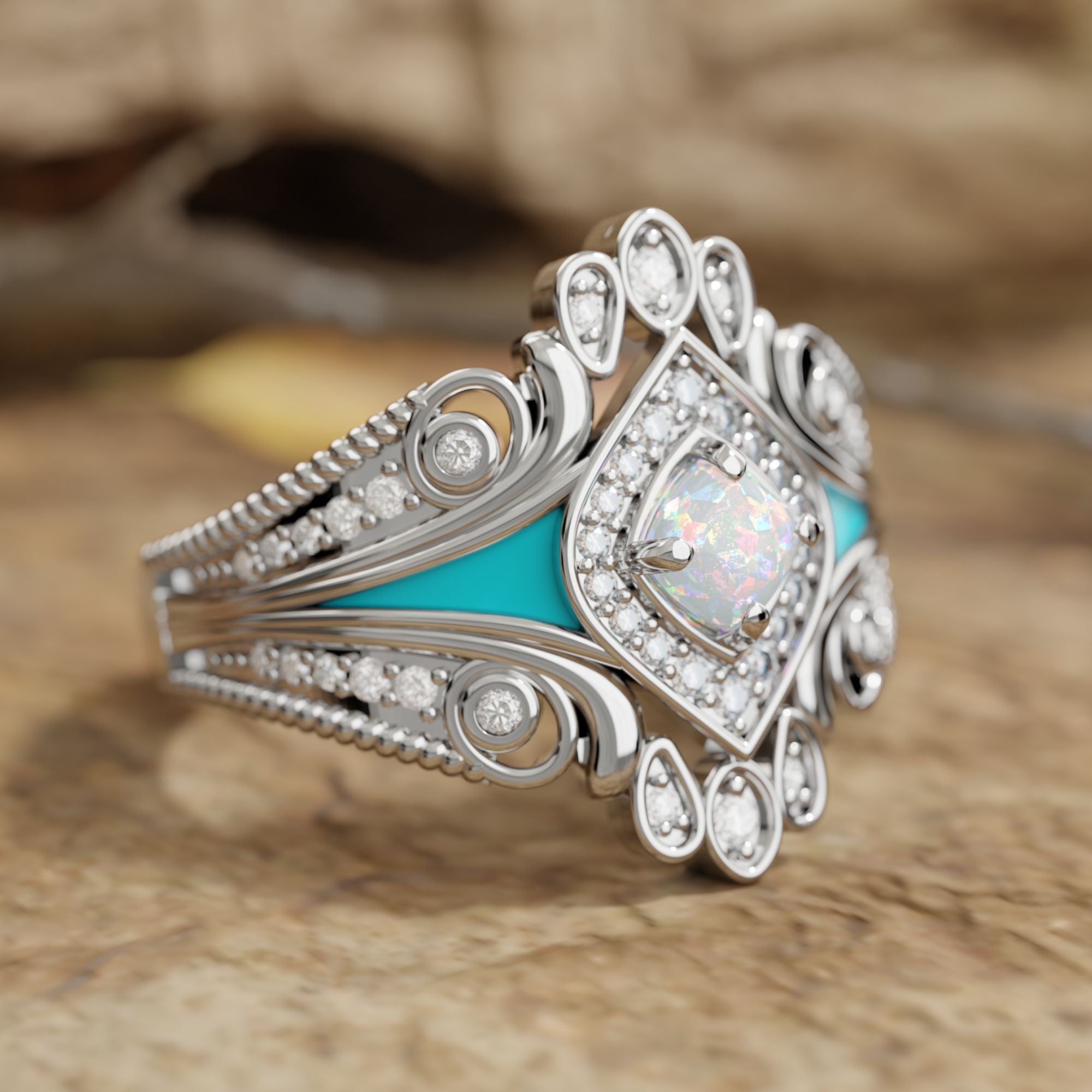 Eagle's Feather Ring - Opal - Serene Western