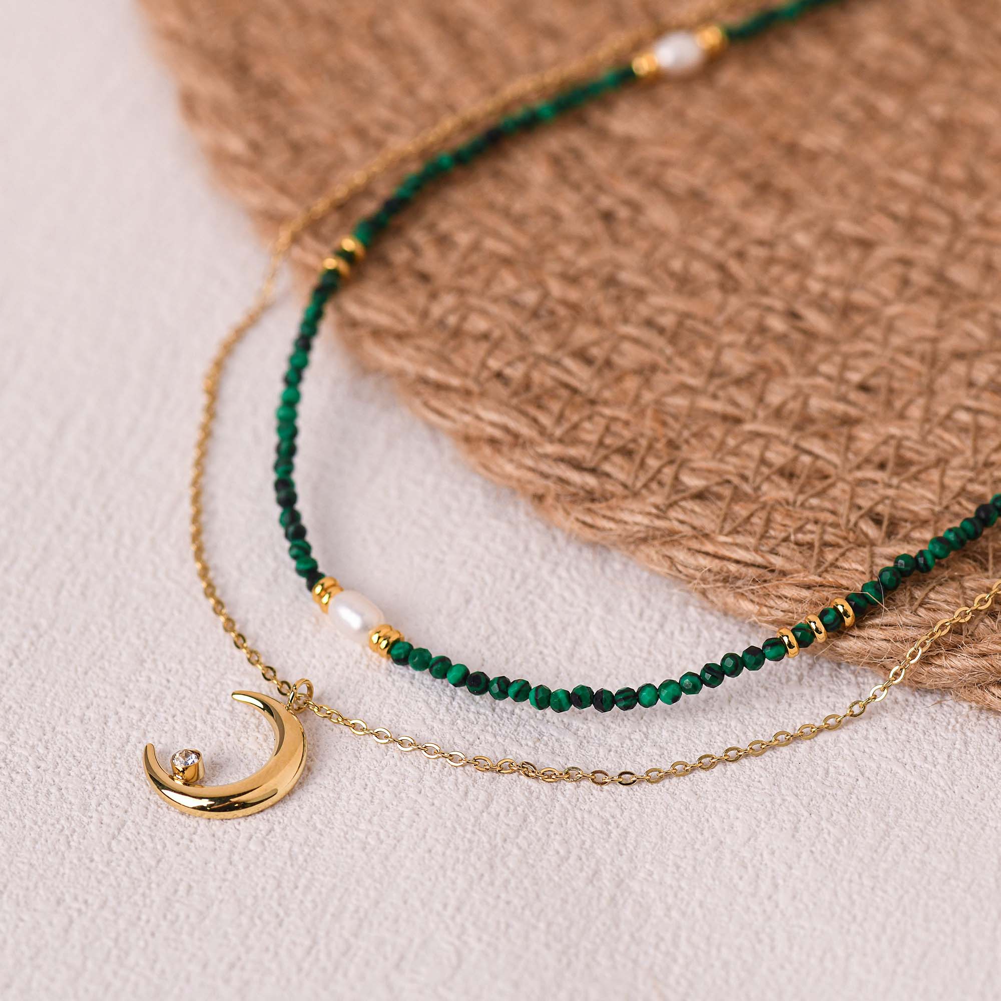 Emerald Crescent Necklace - Serene Western