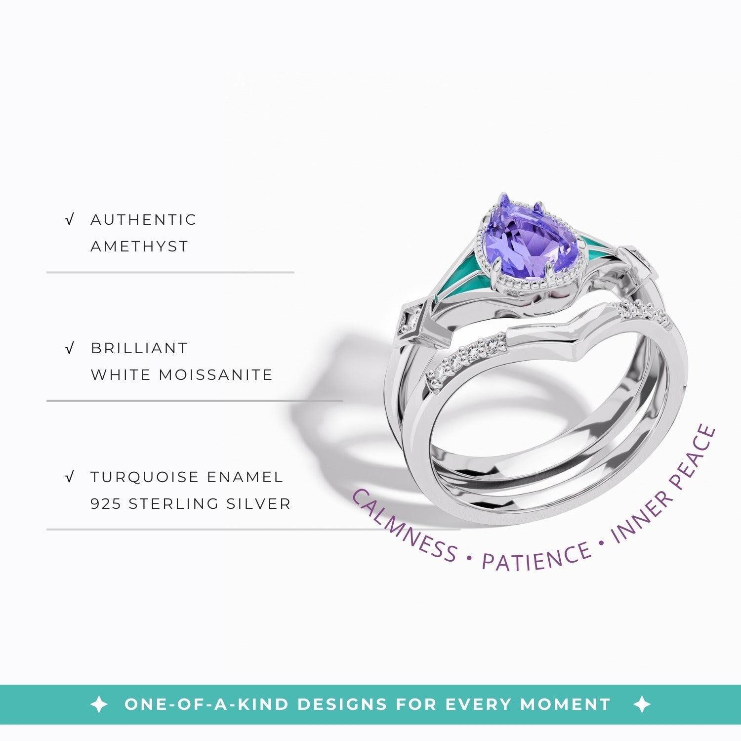 Eternal Angel's Tear Ring - Amethyst - Serene Western