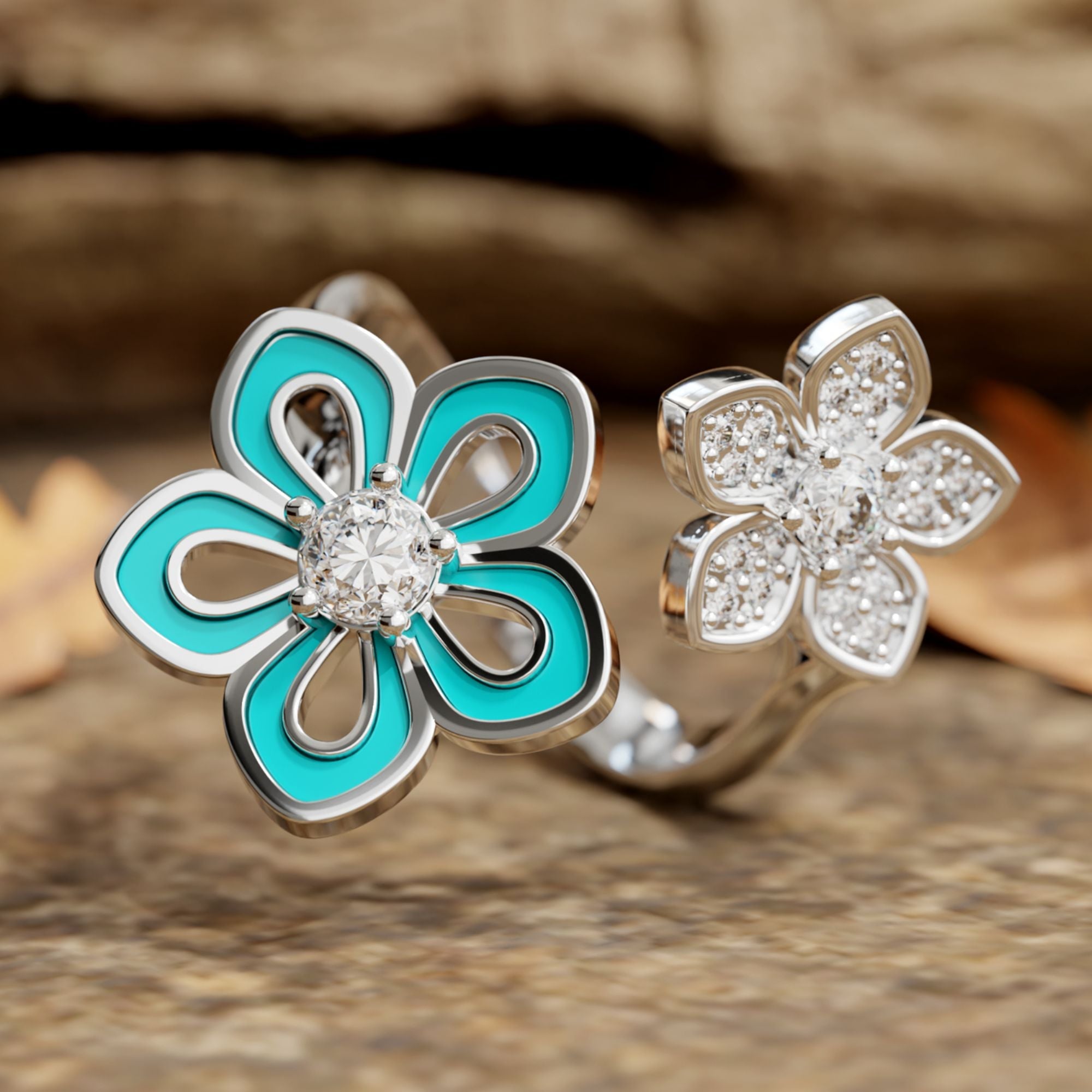 Eternal Twin Blossom Ring - Serene Western