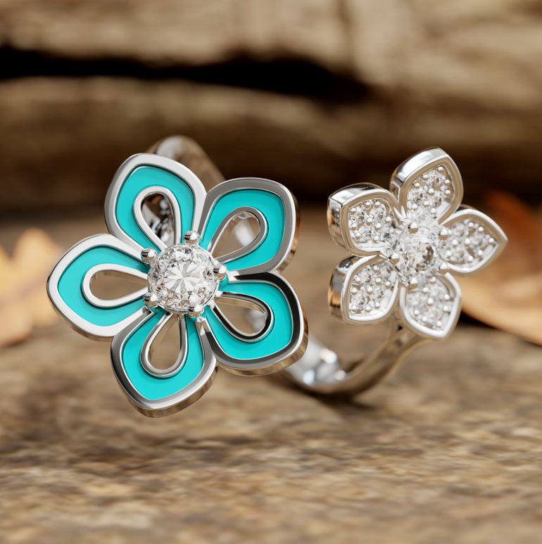 Eternal Twin Blossom Ring - Serene Western