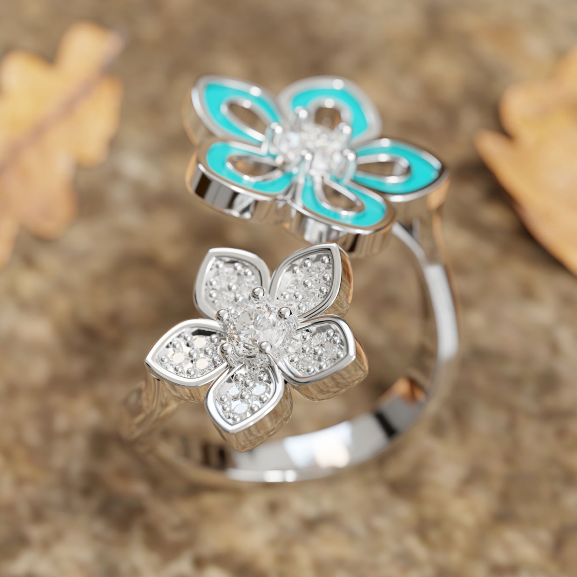 Eternal Twin Blossom Ring - Serene Western