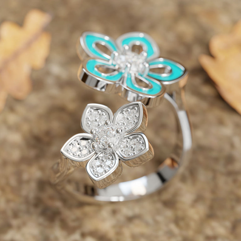 Eternal Twin Blossom Ring - Serene Western