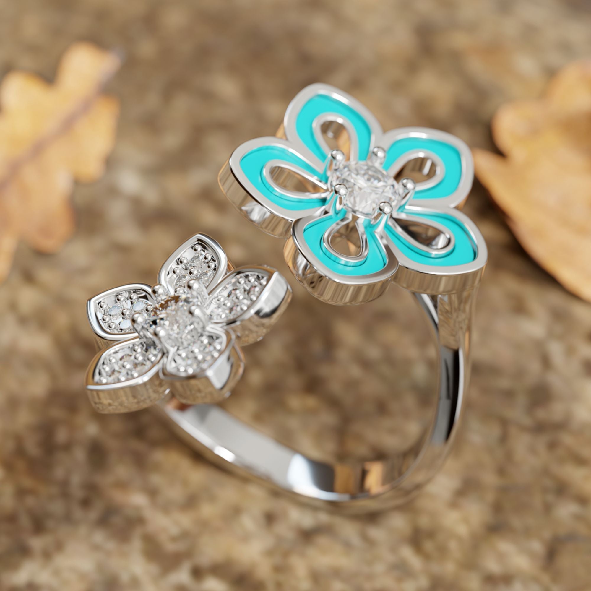 Eternal Twin Blossom Ring - Serene Western