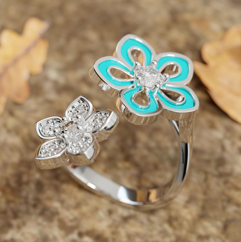 Eternal Twin Blossom Ring - Serene Western