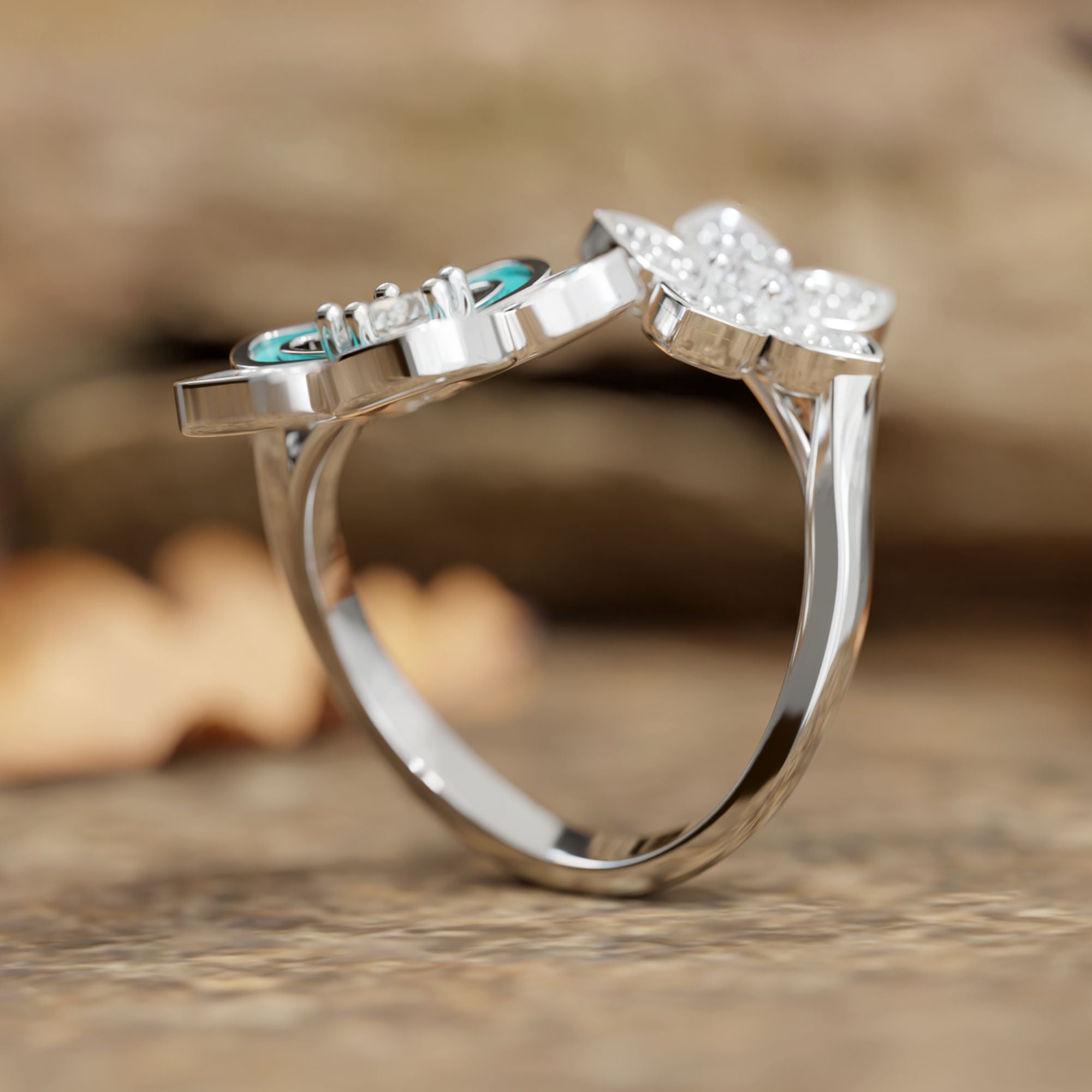 Eternal Twin Blossom Ring - Serene Western