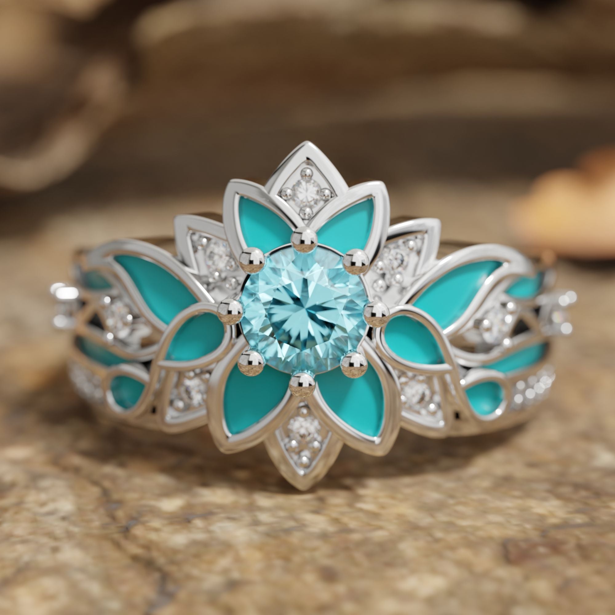 Garden Orchestra Ring - Aquamarine - Serene Western