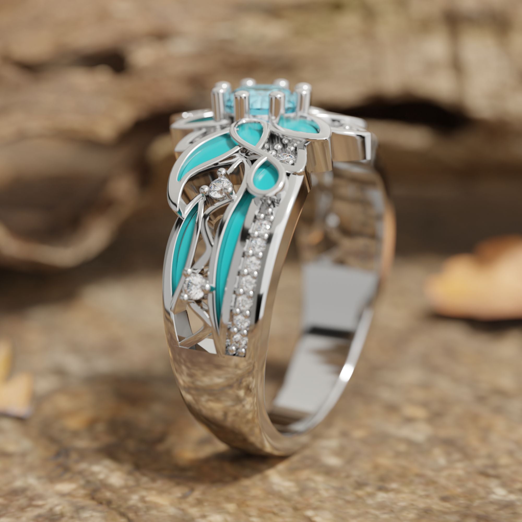 Garden Orchestra Ring - Aquamarine - Serene Western