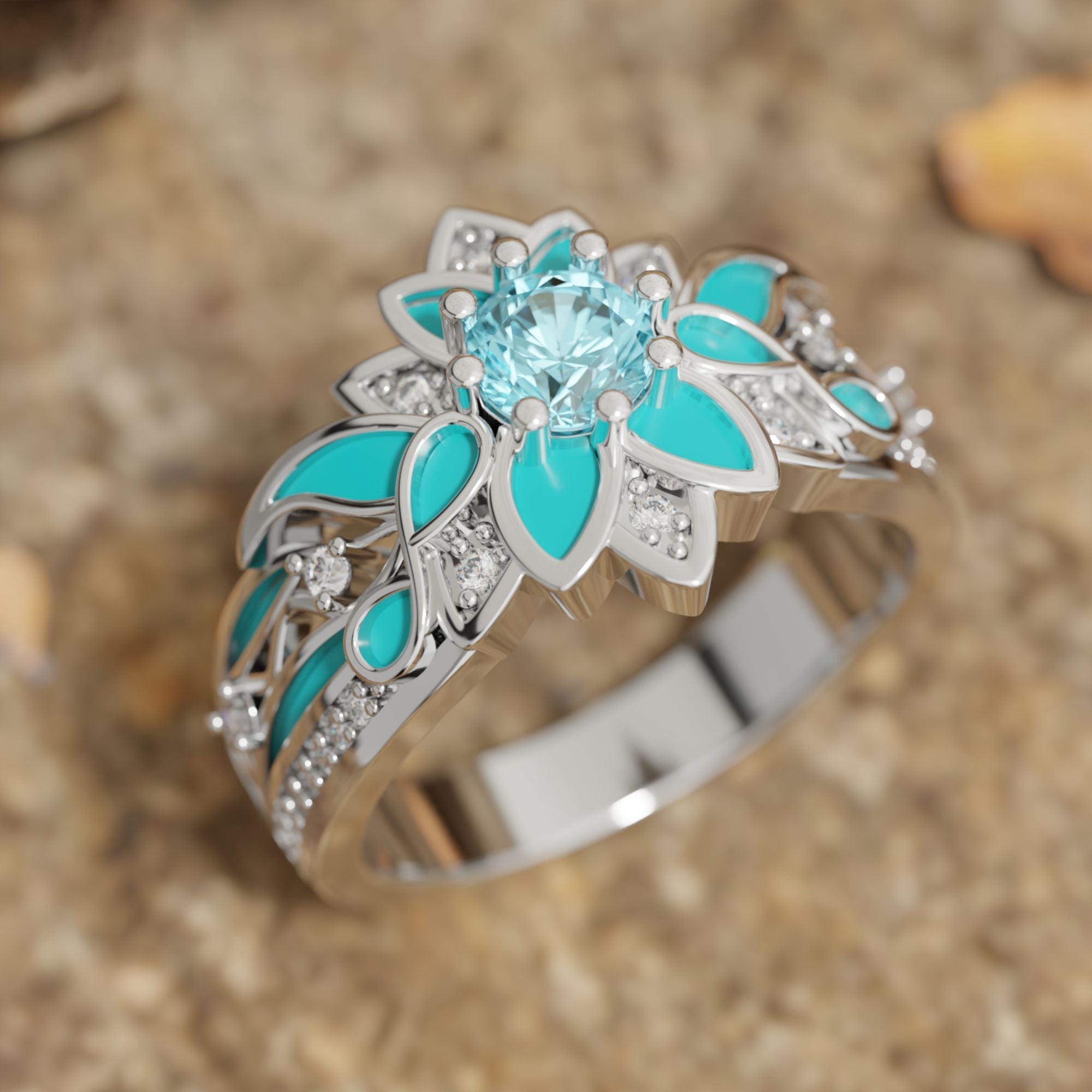 Garden Orchestra Ring - Aquamarine - Serene Western