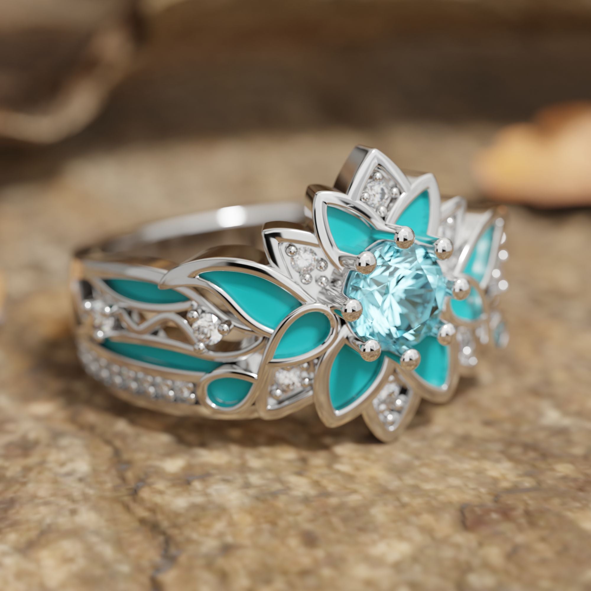 Garden Orchestra Ring - Aquamarine - Serene Western