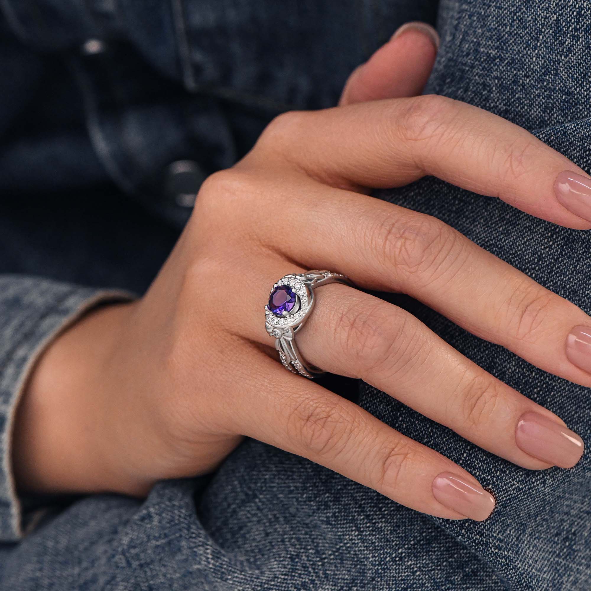 Graceful Bow Entwined Ring - Amethyst - Serene Western