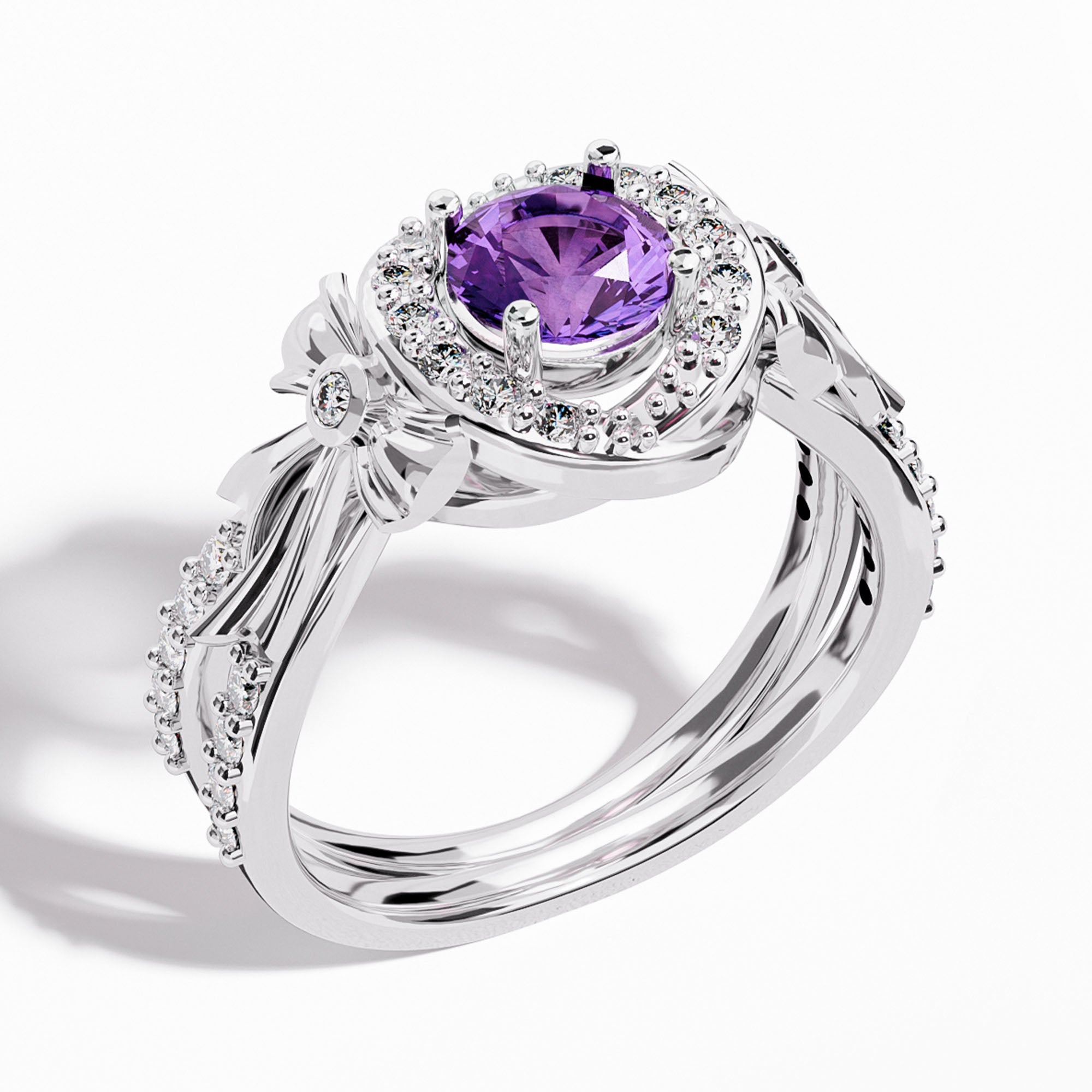 Graceful Bow Entwined Ring - Amethyst - Serene Western