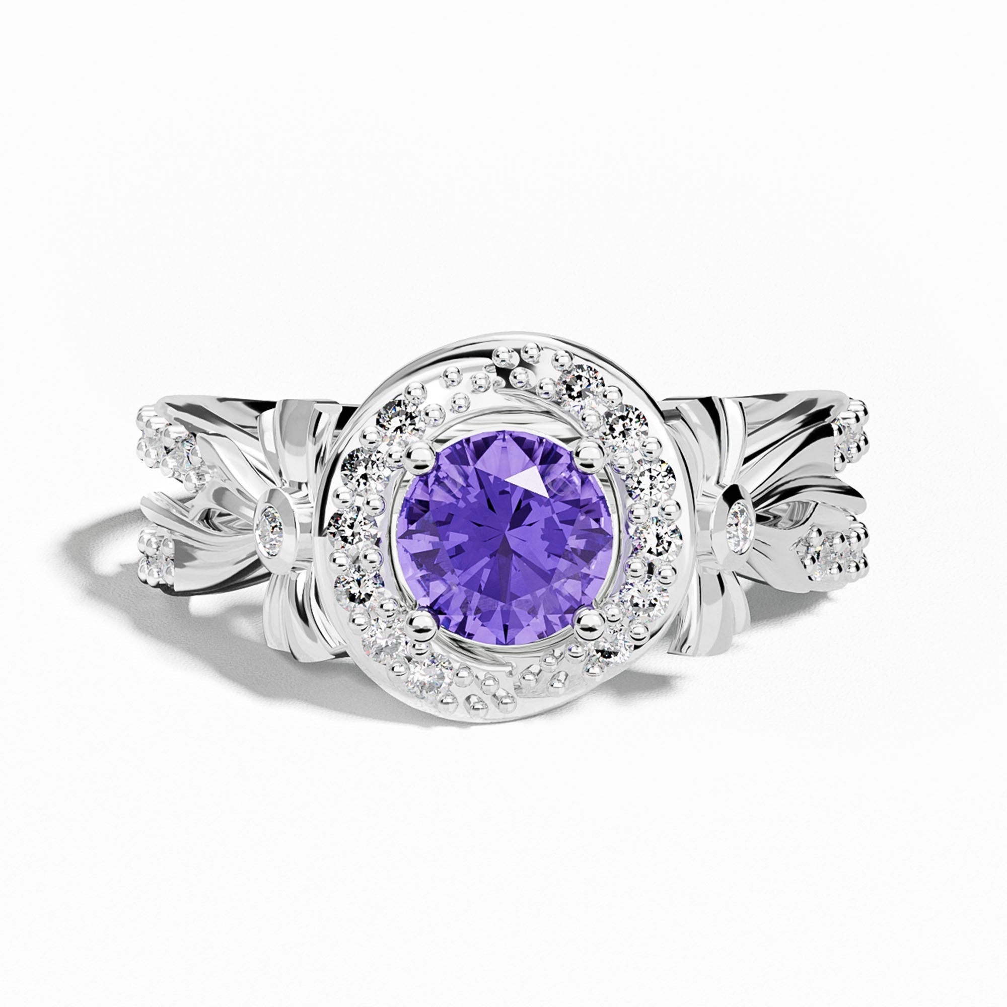 Graceful Bow Entwined Ring - Amethyst - Serene Western