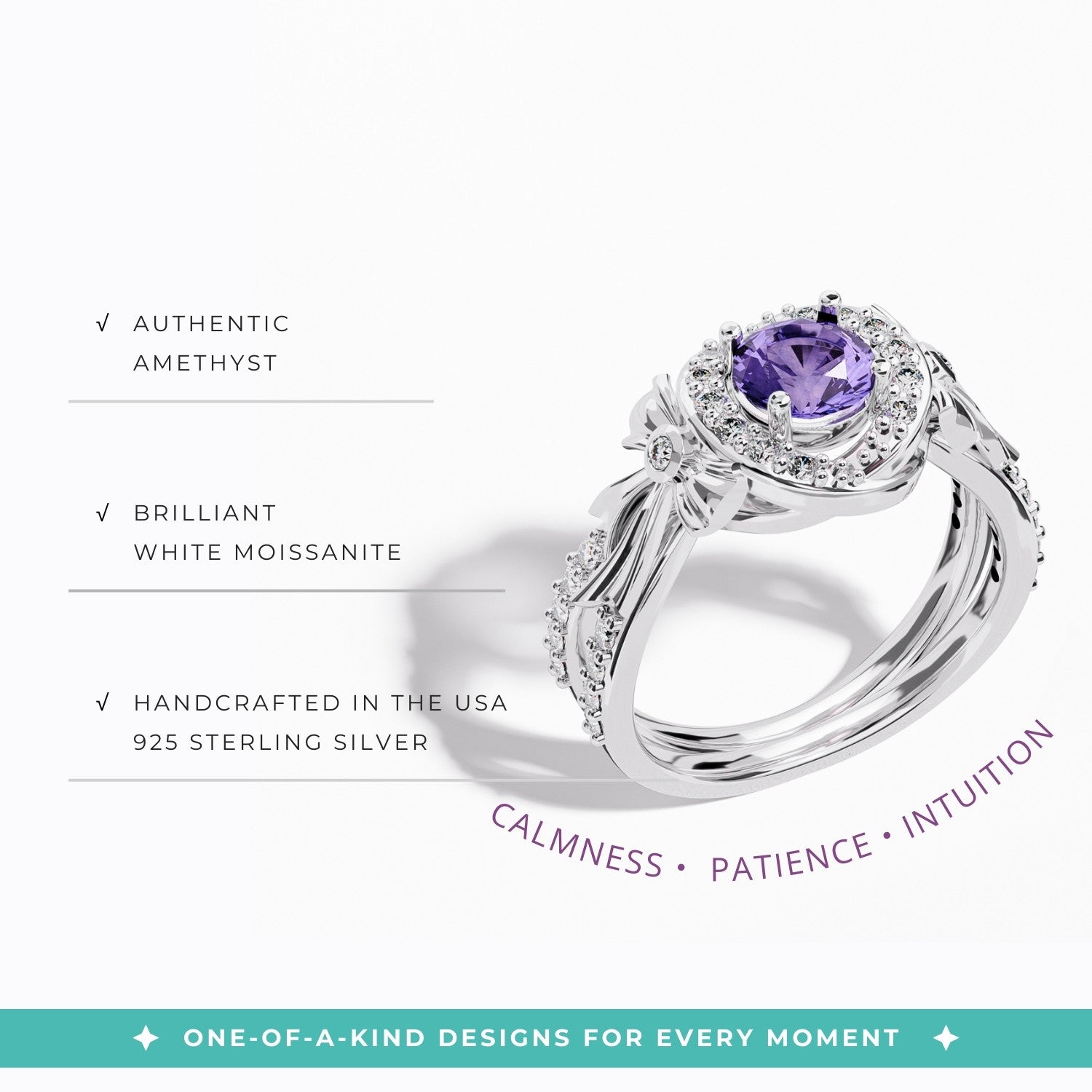 Graceful Bow Entwined Ring - Amethyst - Serene Western