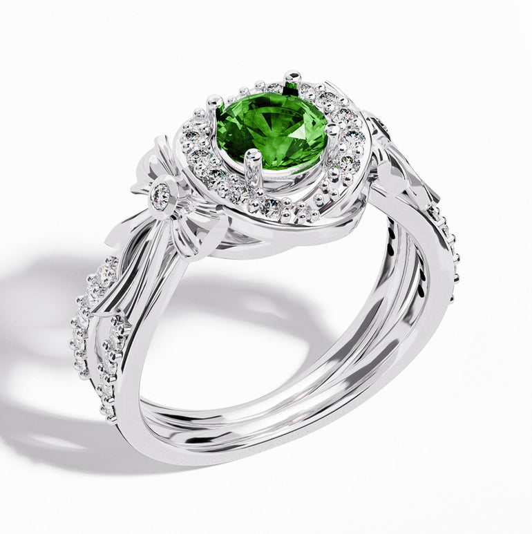 Graceful Bow Entwined Ring - Emerald - Serene Western