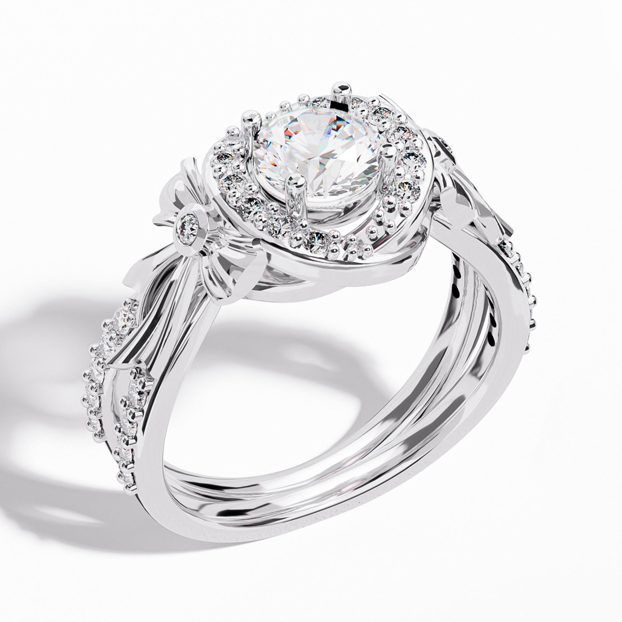 Graceful Bow Entwined Ring - Moissanite - Serene Western