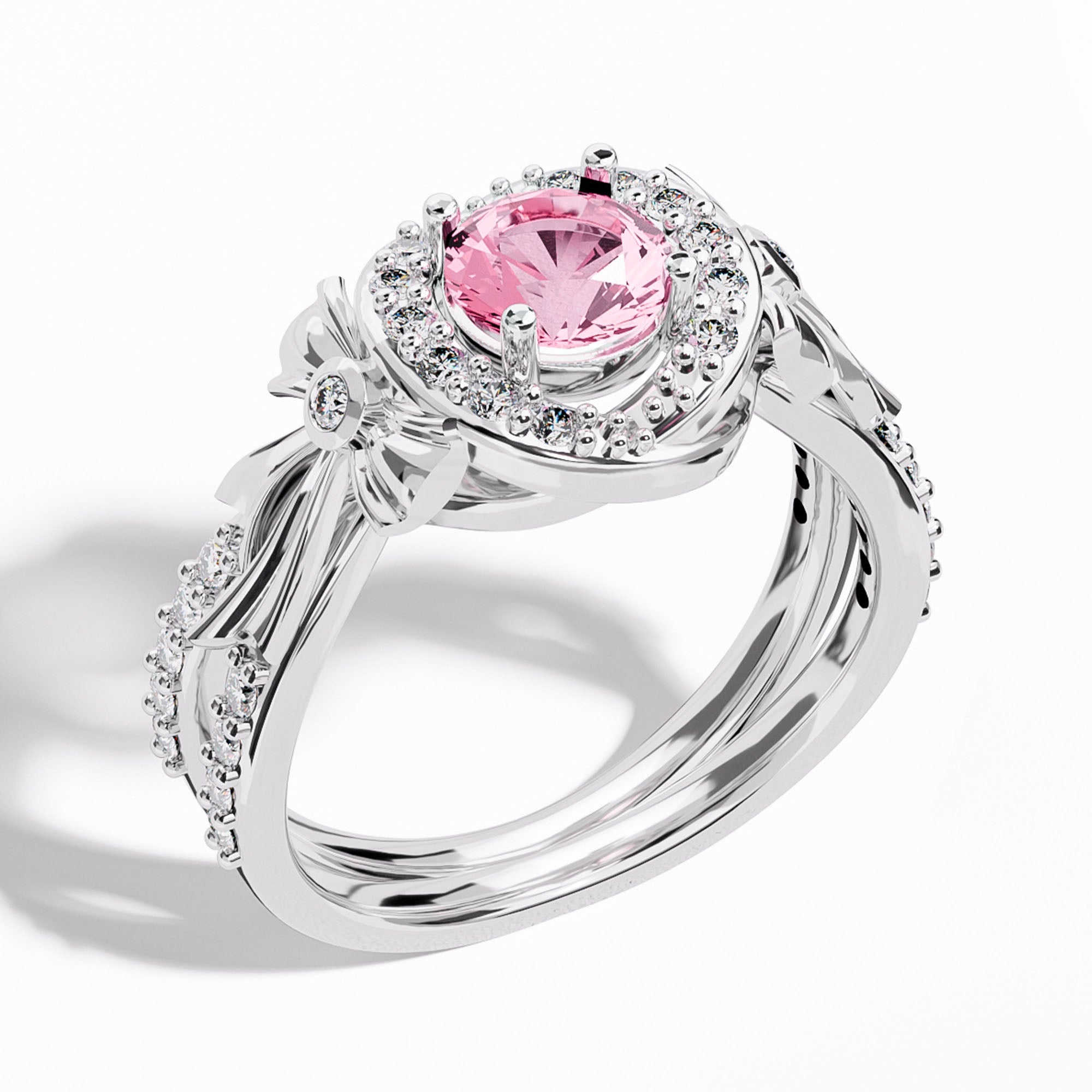 Graceful Bow Entwined Ring - Rose Quartz - Serene Western