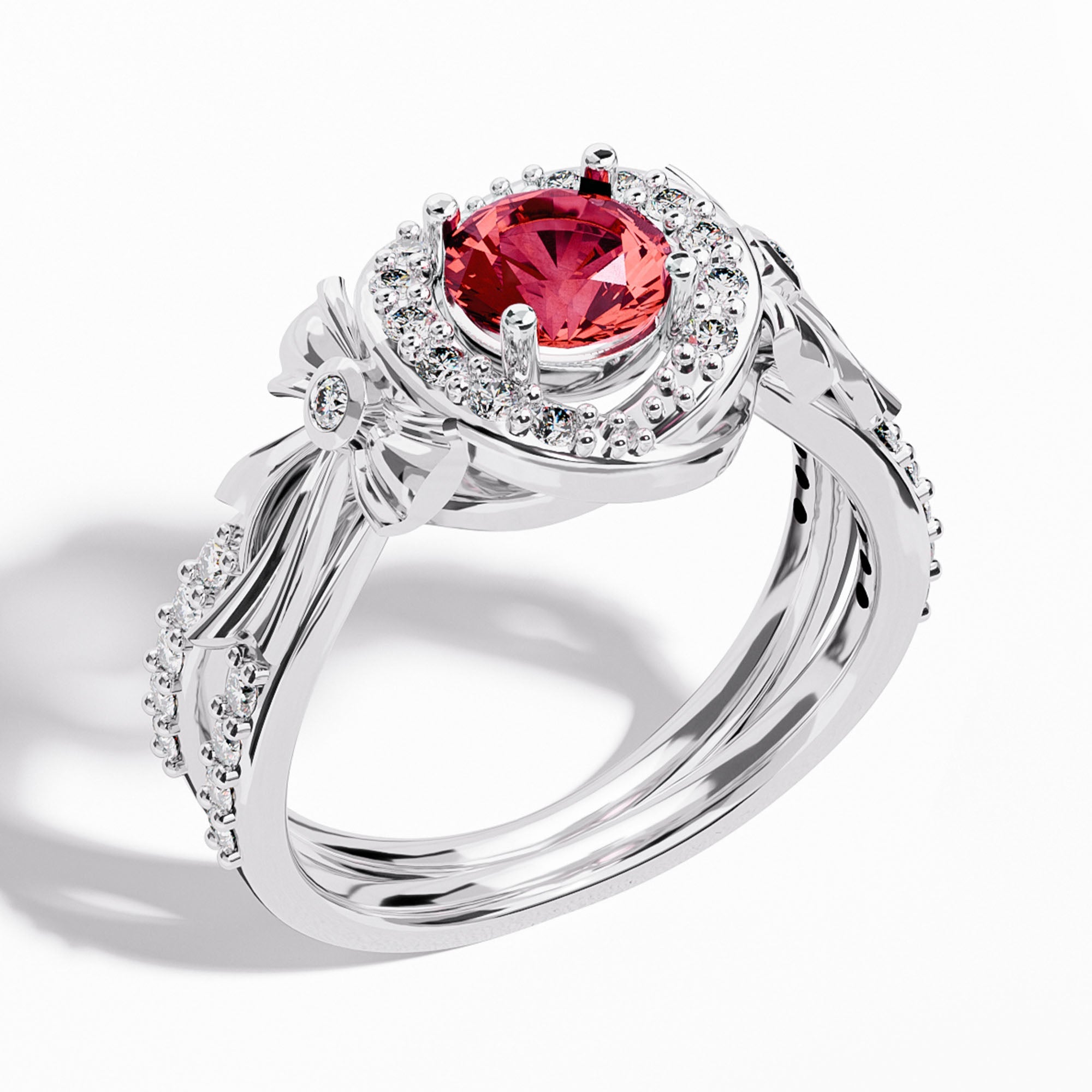 Graceful Bow Entwined Ring - Ruby - Serene Western