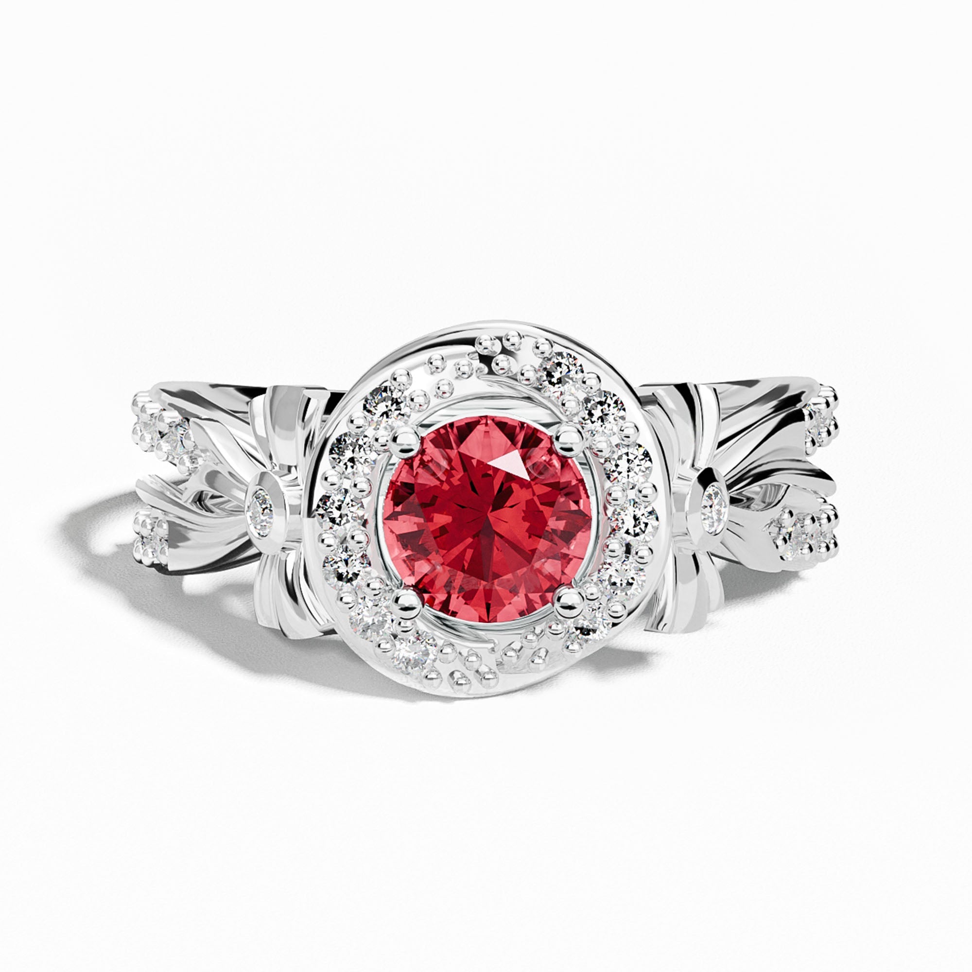 Graceful Bow Entwined Ring - Ruby - Serene Western