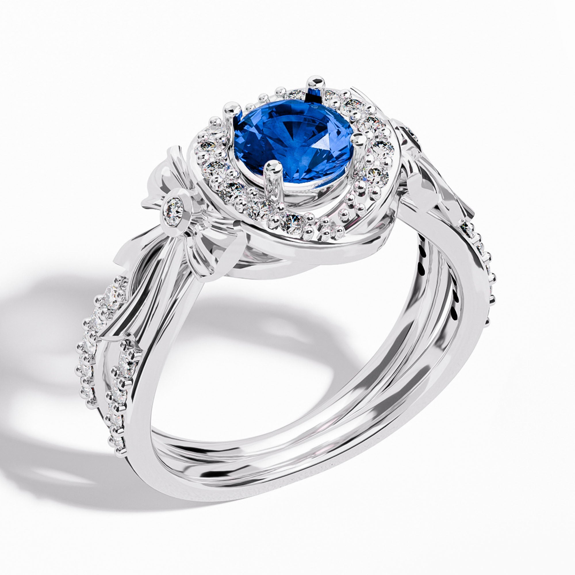 Graceful Bow Entwined Ring - Sapphire - Serene Western