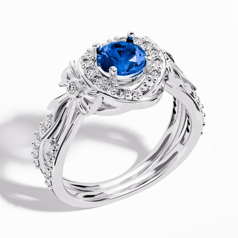 Graceful Bow Entwined Ring - Sapphire