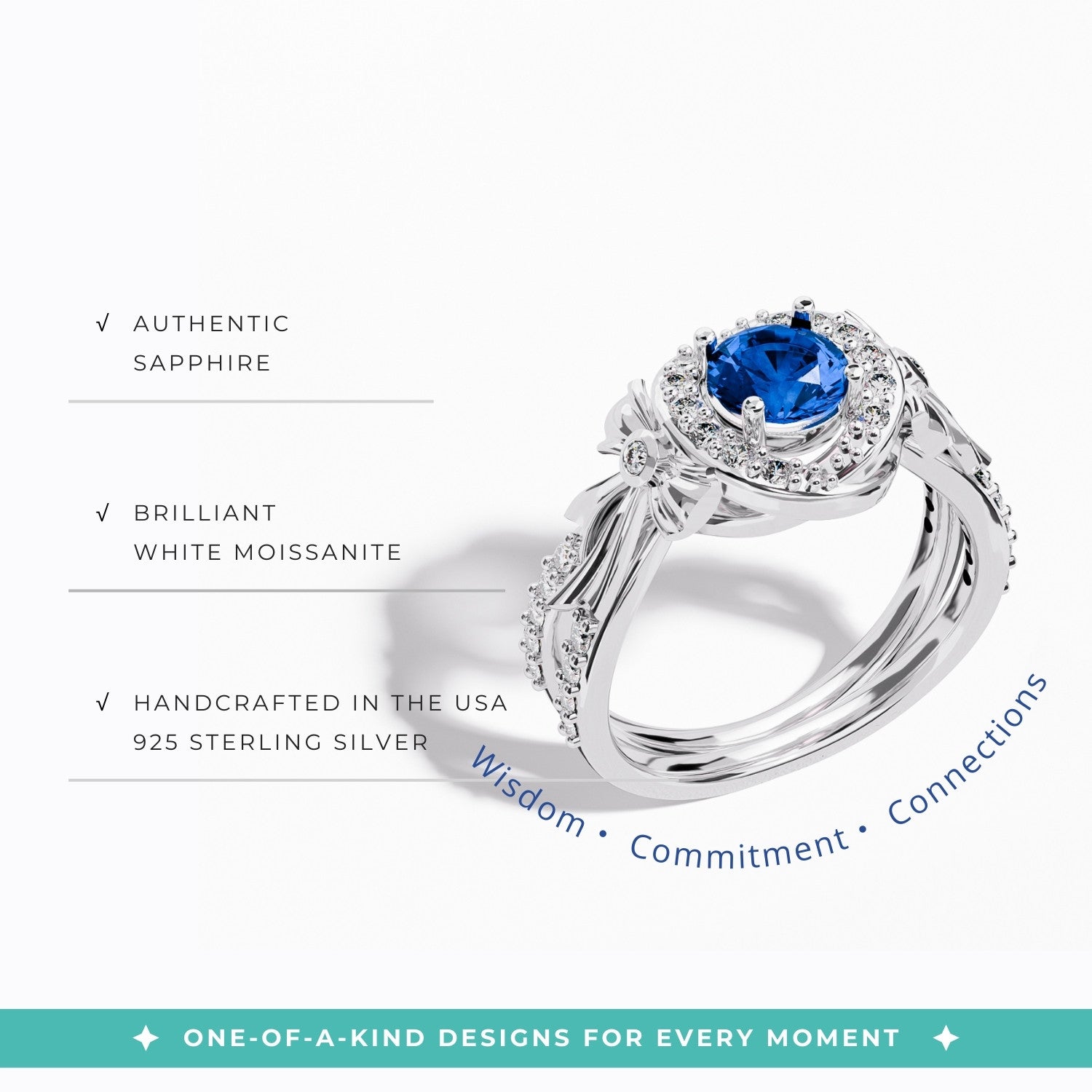 Graceful Bow Entwined Ring - Sapphire - Serene Western