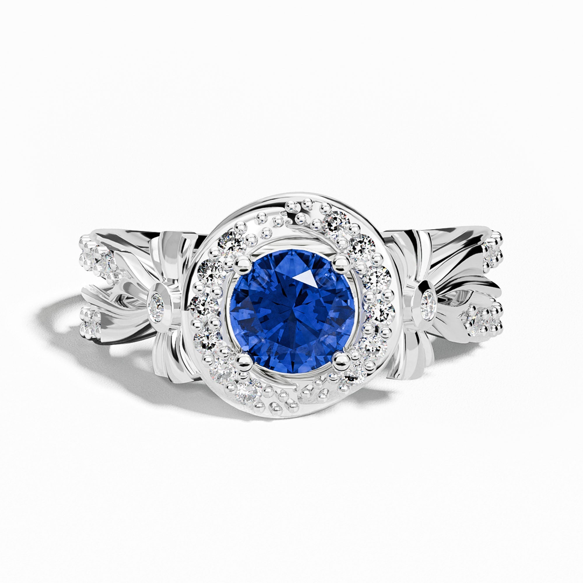 Graceful Bow Entwined Ring - Sapphire - Serene Western