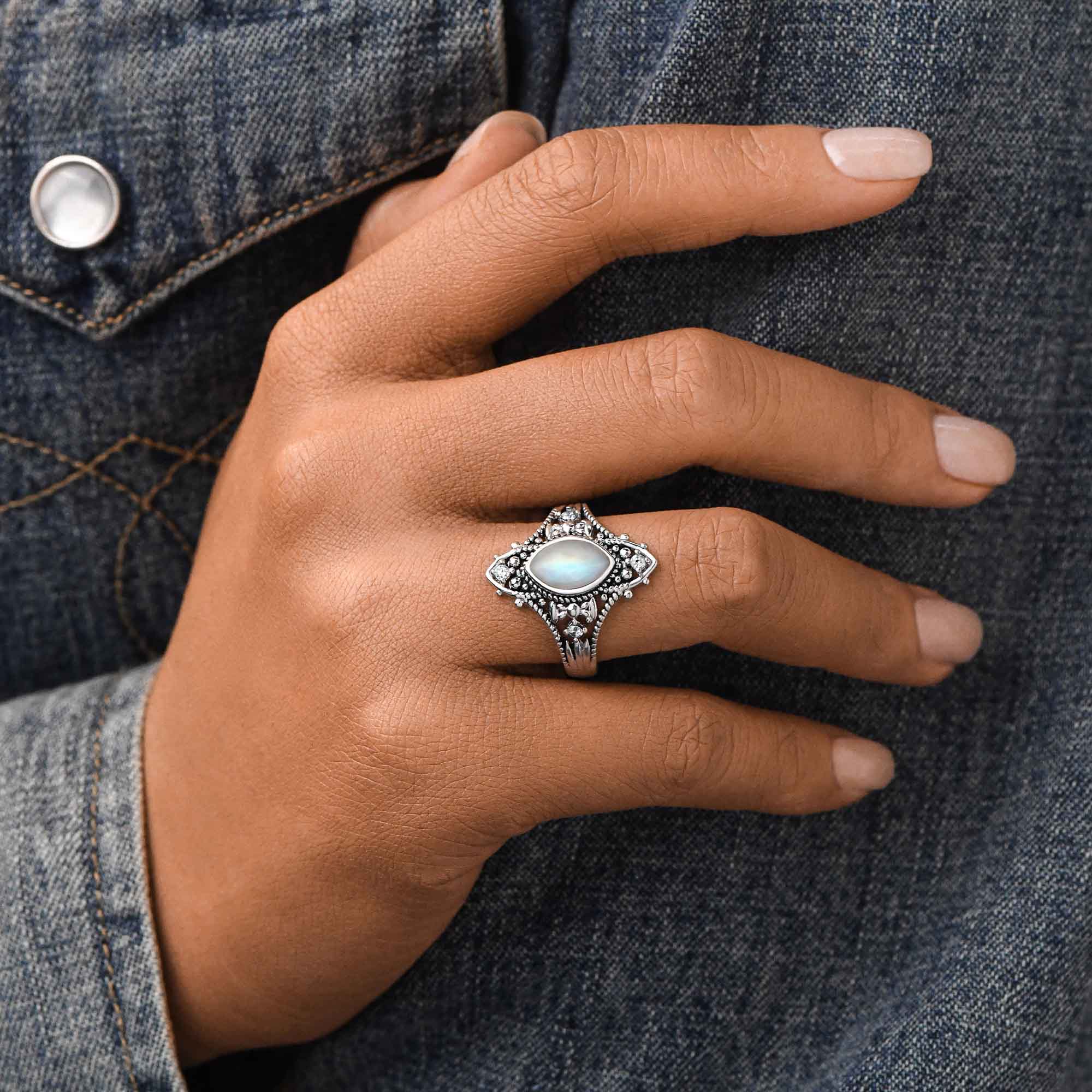 Holy Prayer Ring - Moonstone - Serene Western