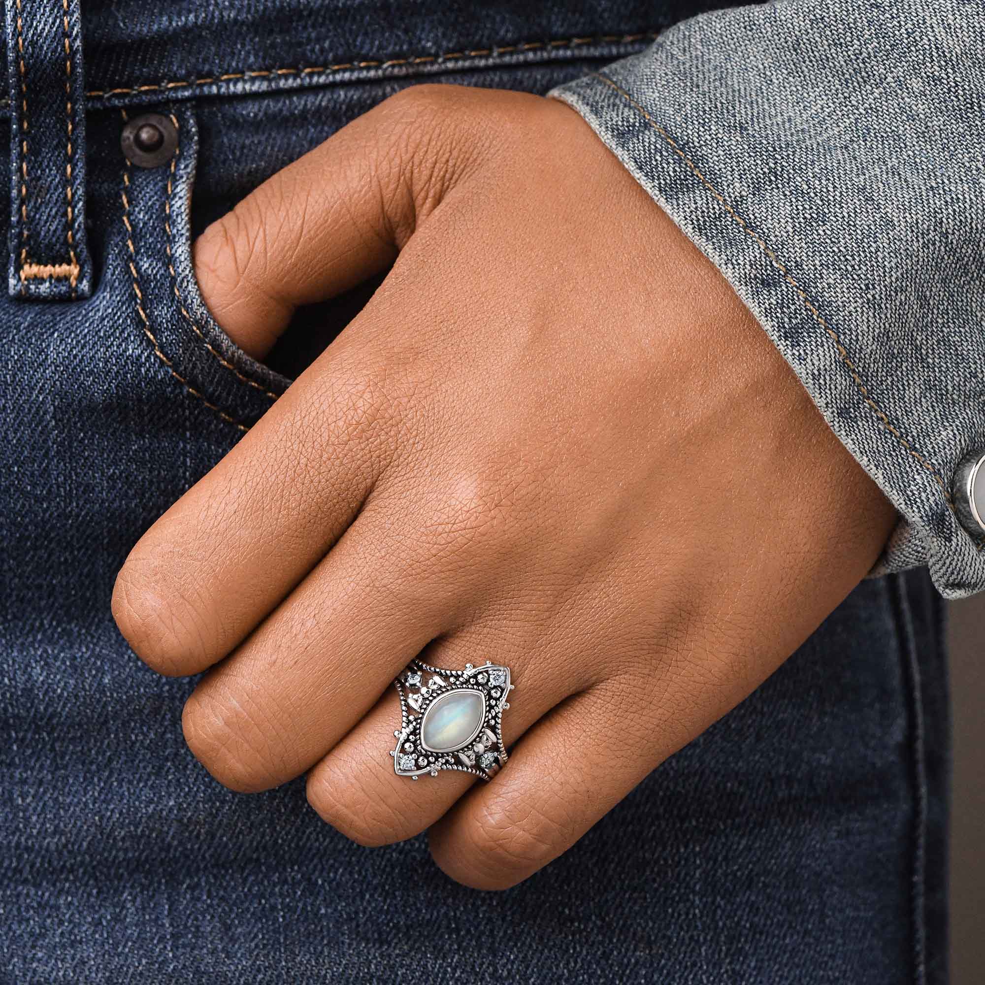 Holy Prayer Ring - Moonstone - Serene Western