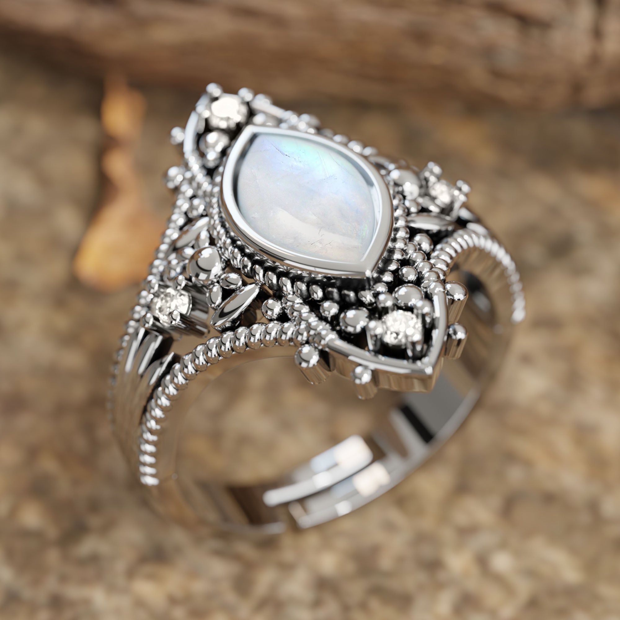 Holy Prayer Ring - Moonstone - Serene Western