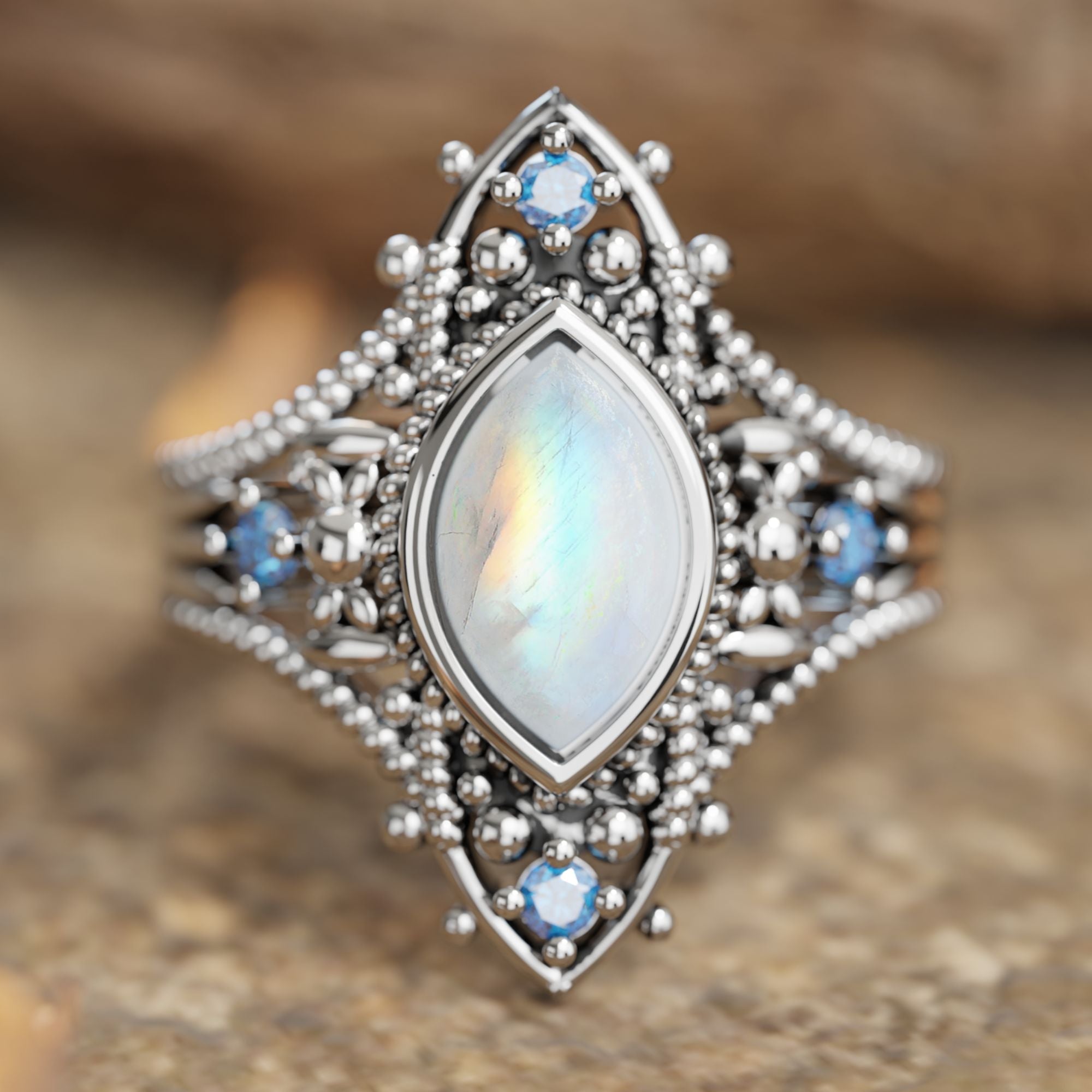 Holy Prayer Ring - Moonstone - Serene Western