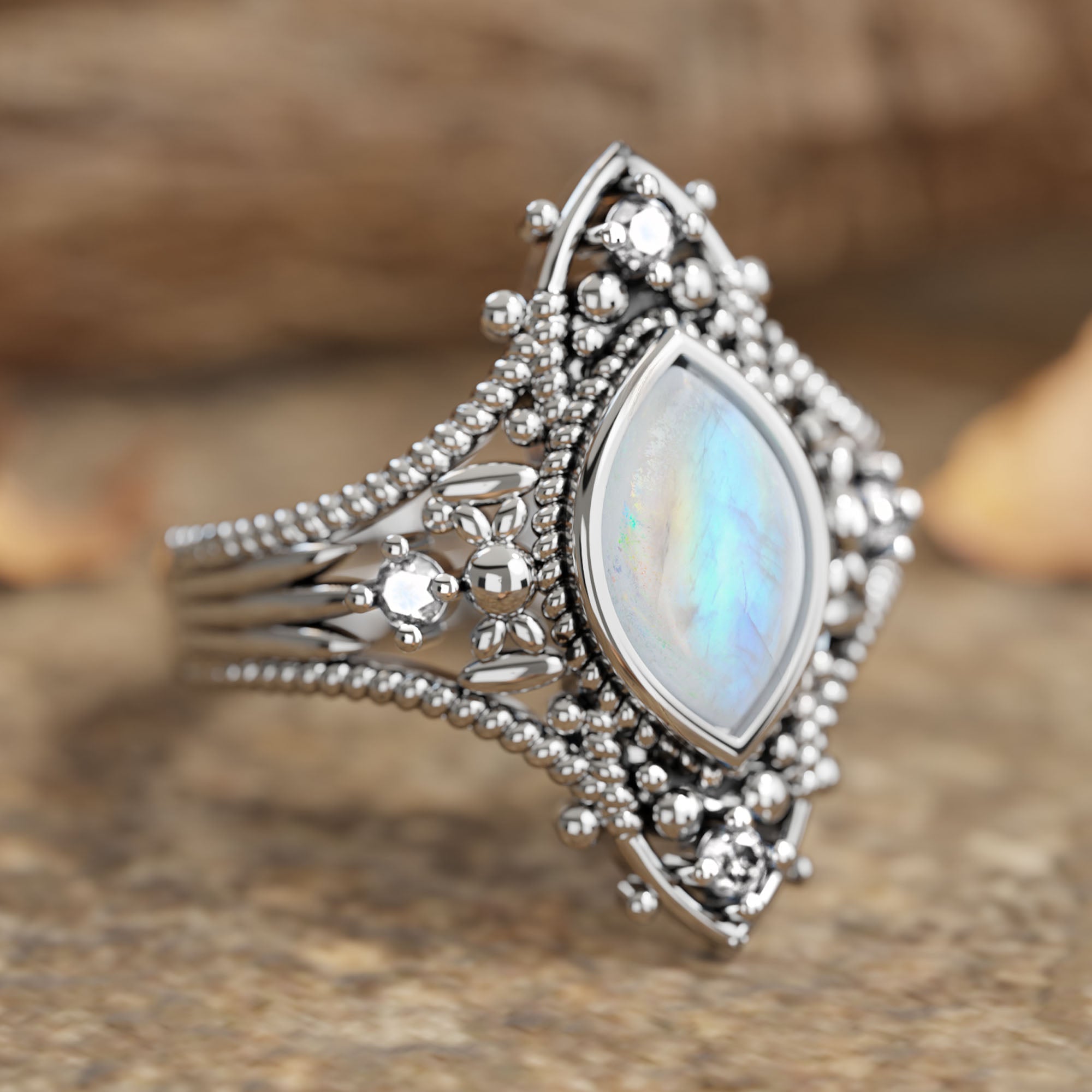 Holy Prayer Ring - Moonstone - Serene Western