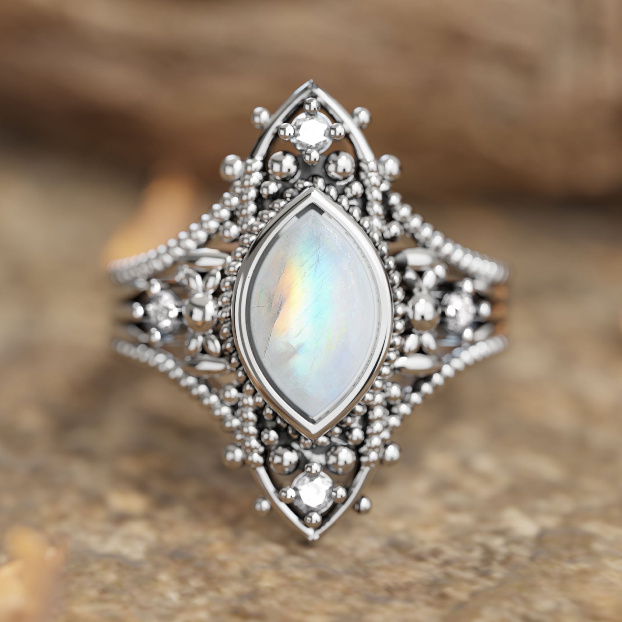 Holy Prayer Ring - Moonstone - Serene Western