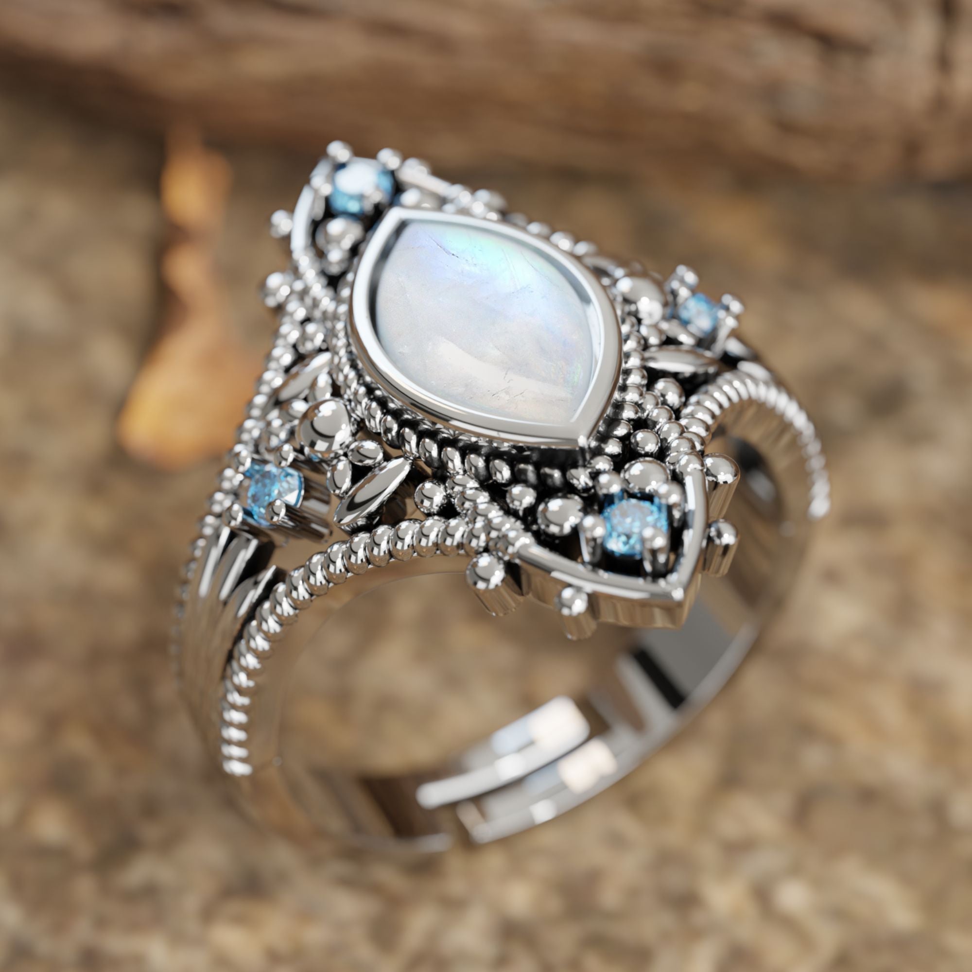 Holy Prayer Ring - Moonstone - Serene Western