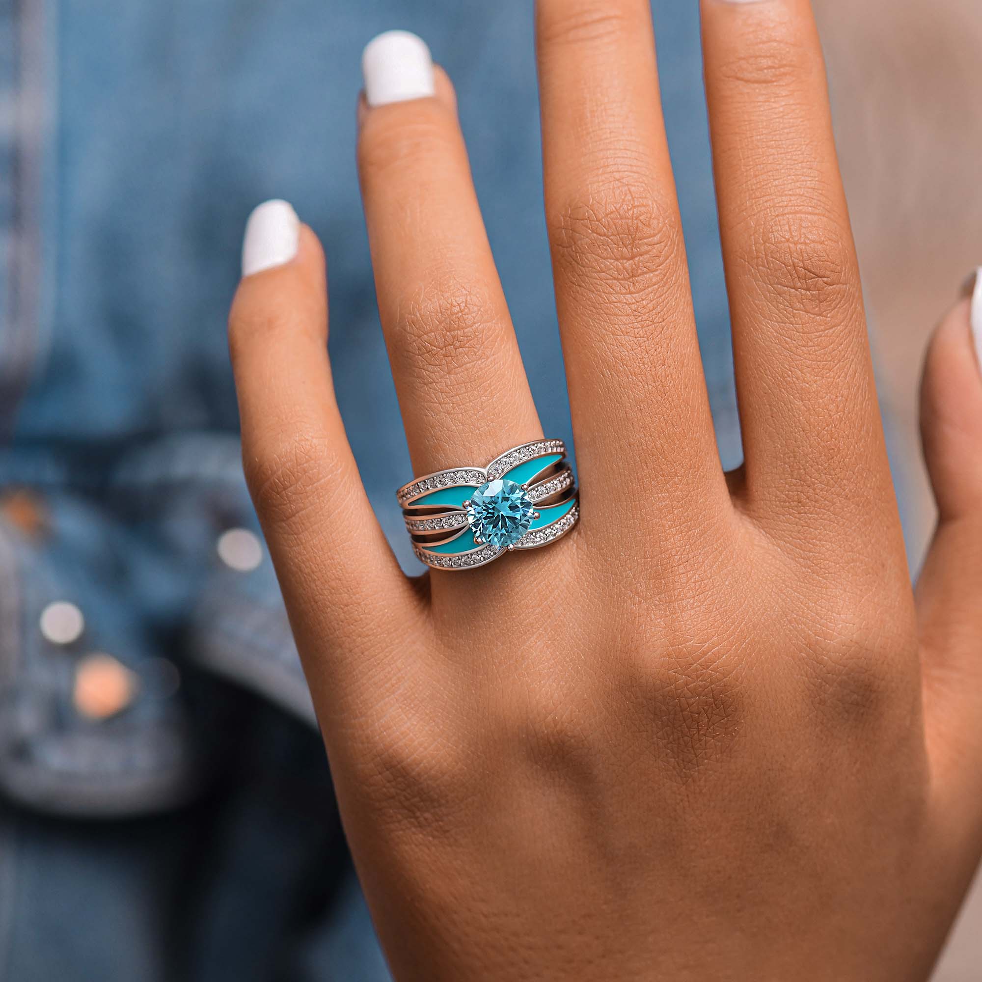 Intersect Radiance Ring - Aquamarine - Serene Western