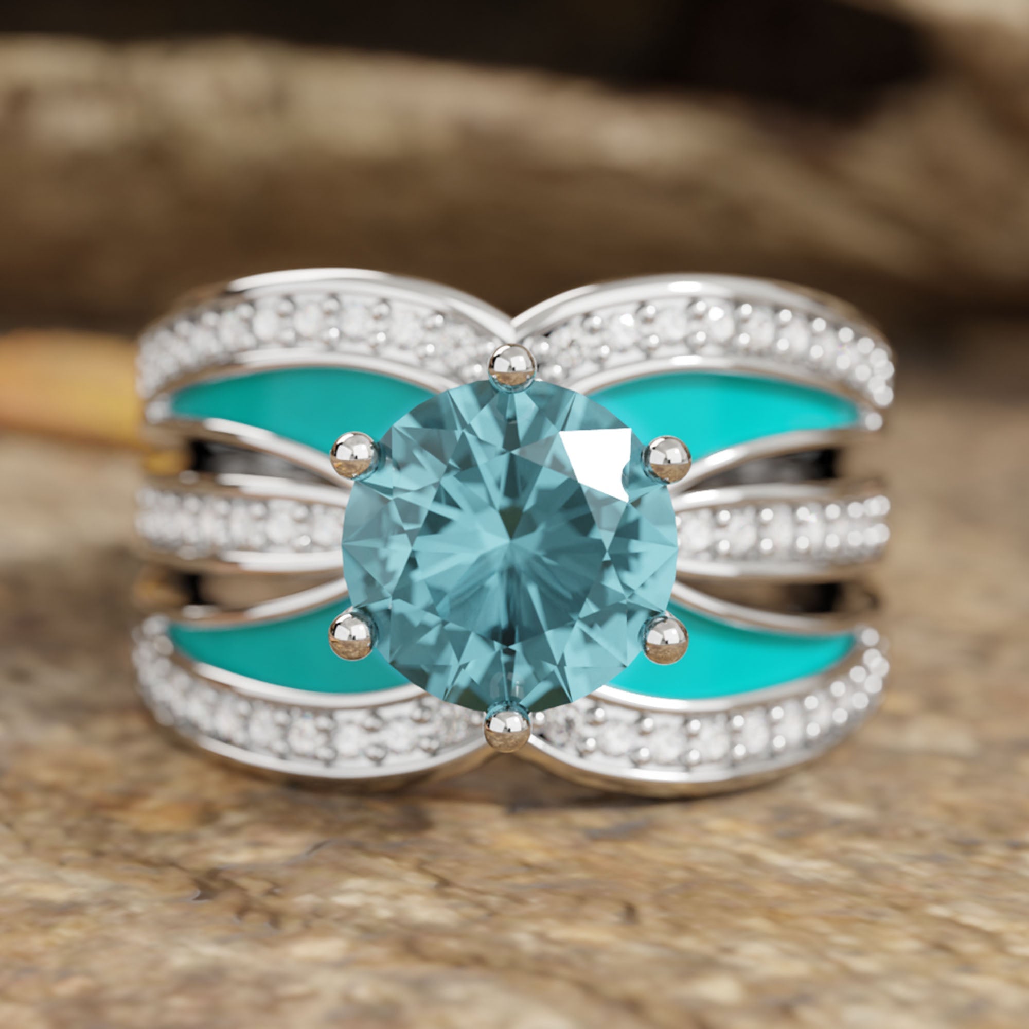 Intersect Radiance Ring - Aquamarine - Serene Western