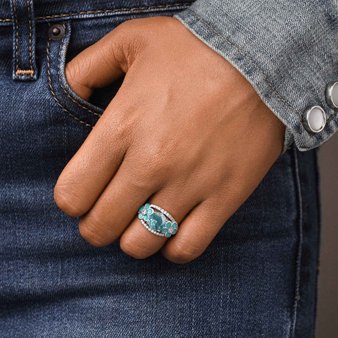 Intertwined Blooming Bud Ring - Aquamarine