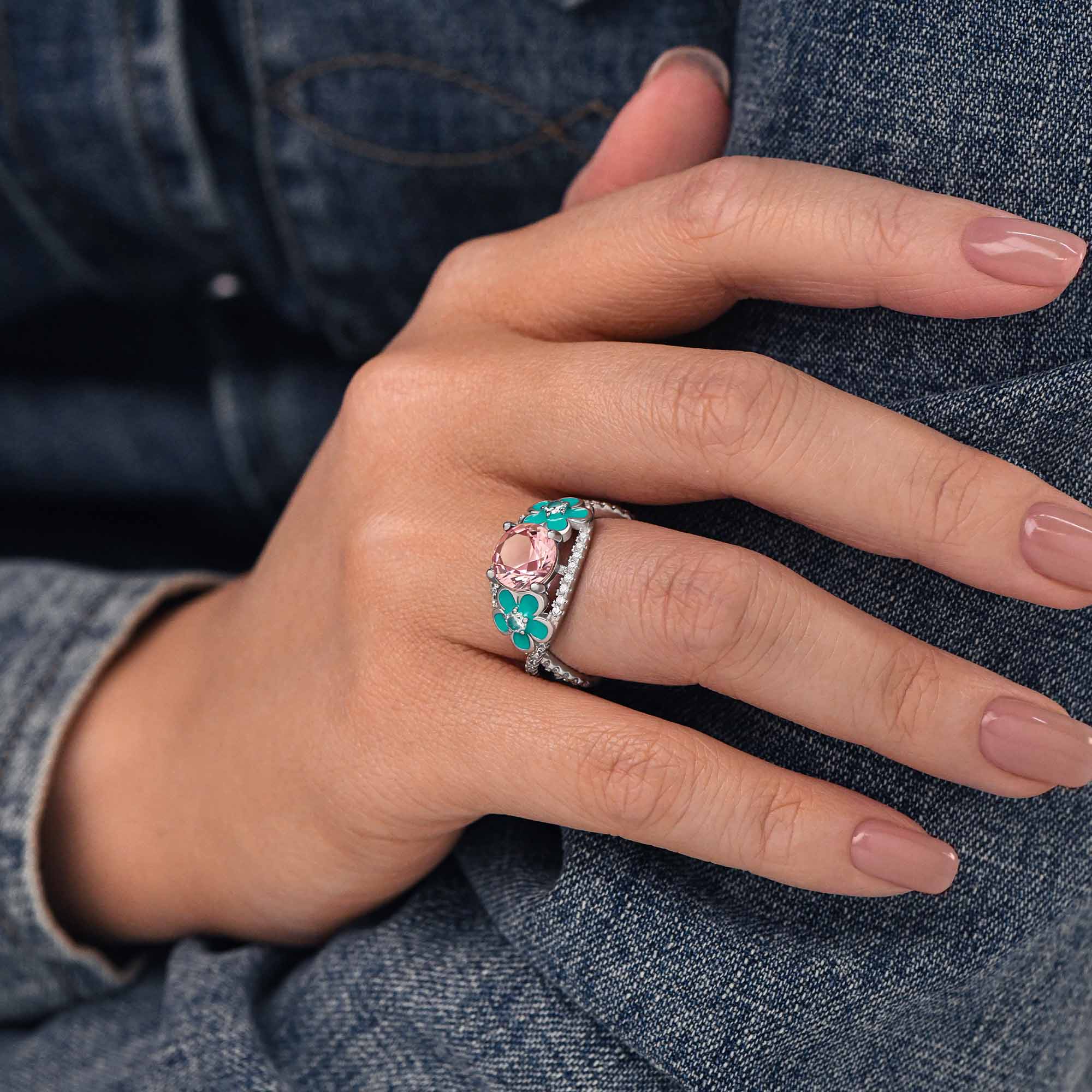 Intertwined Blooming Bud Ring - Rose Quartz - Serene Western