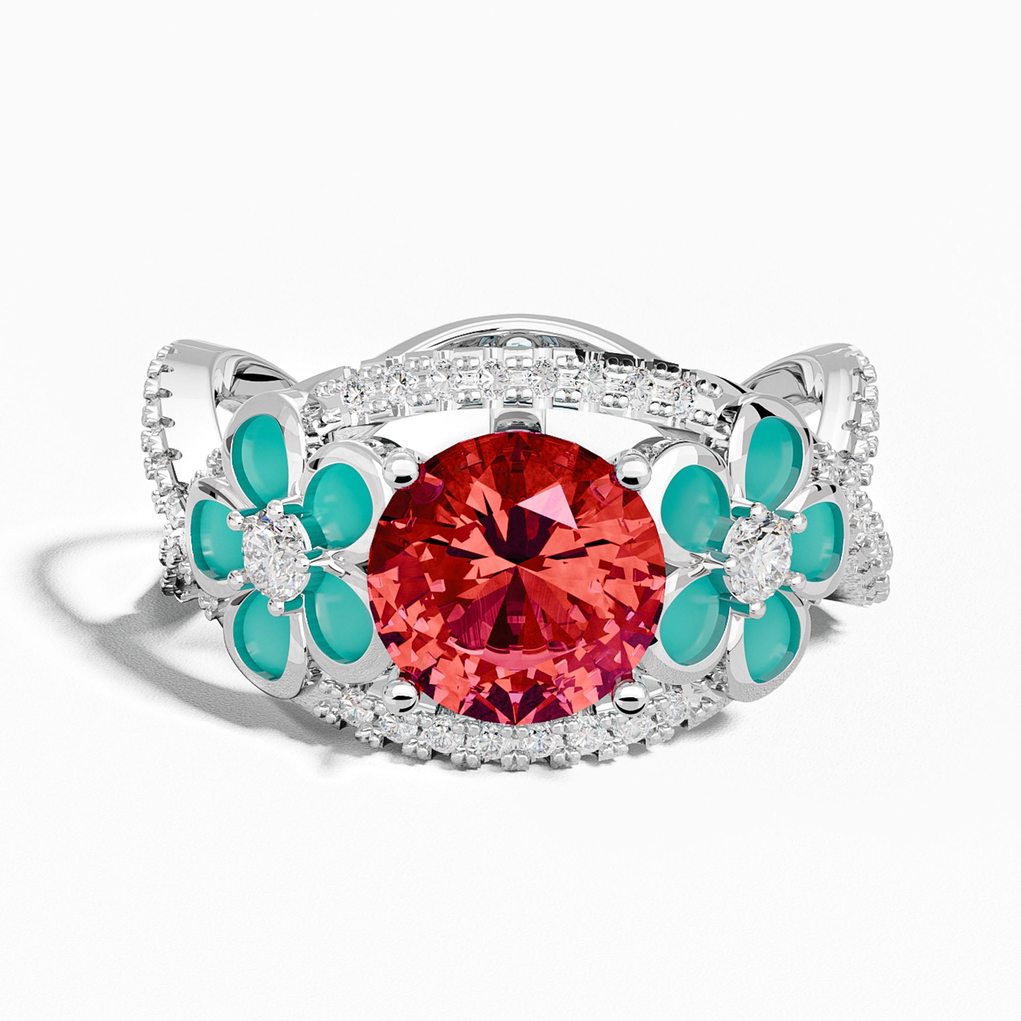 Intertwined Blooming Bud Ring - Ruby - Serene Western