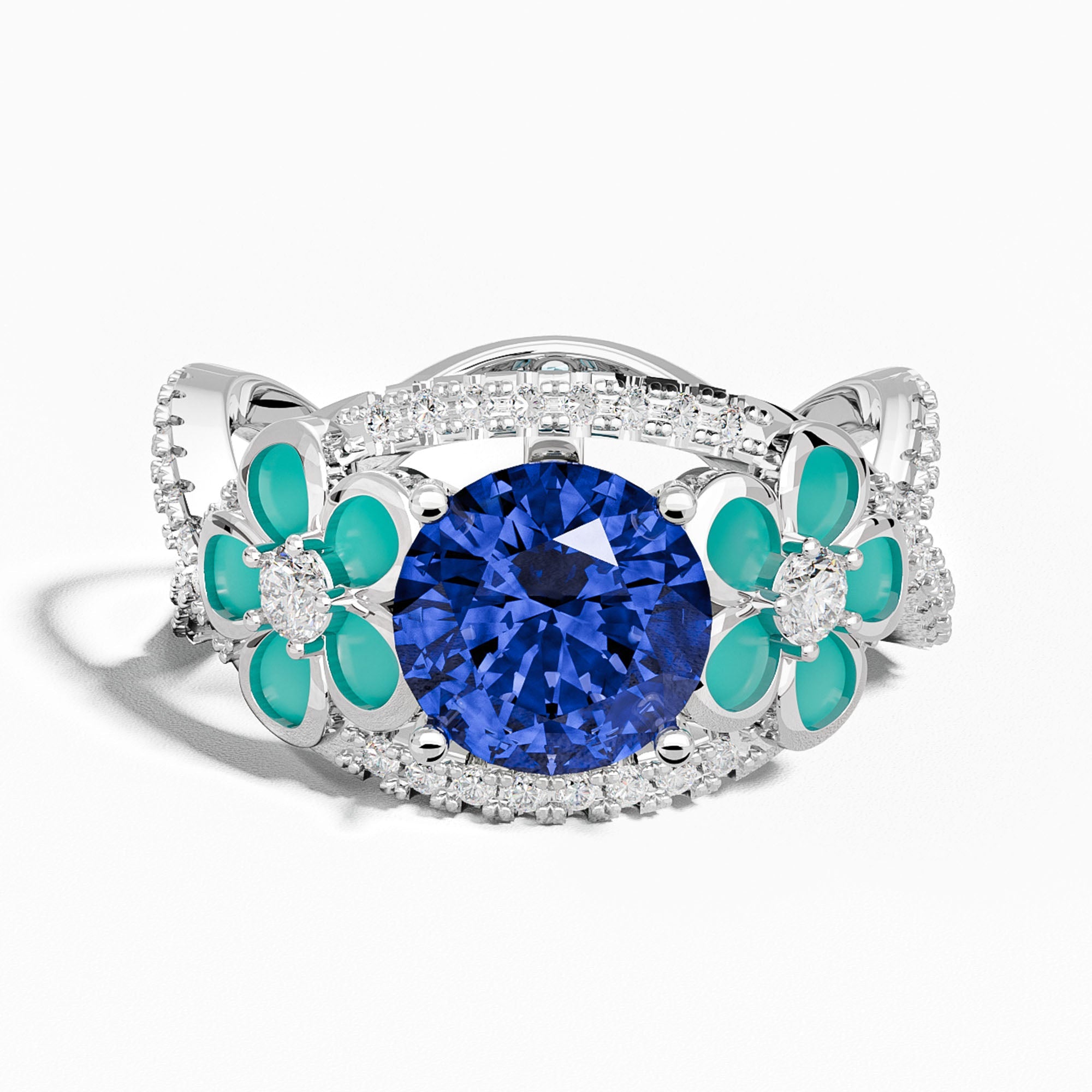 Intertwined Blooming Bud Ring - Sapphire - Serene Western