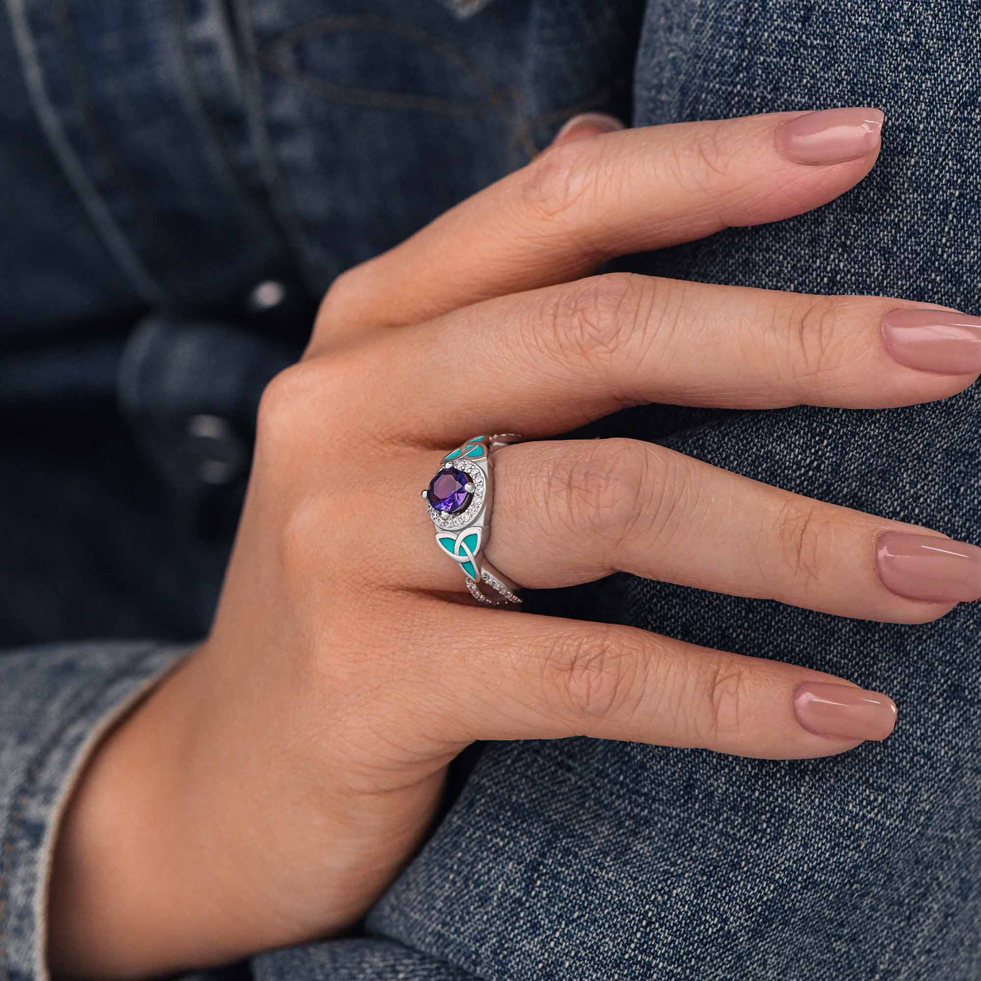 Interwoven Lucky Leaf Ring - Amethyst - Serene Western