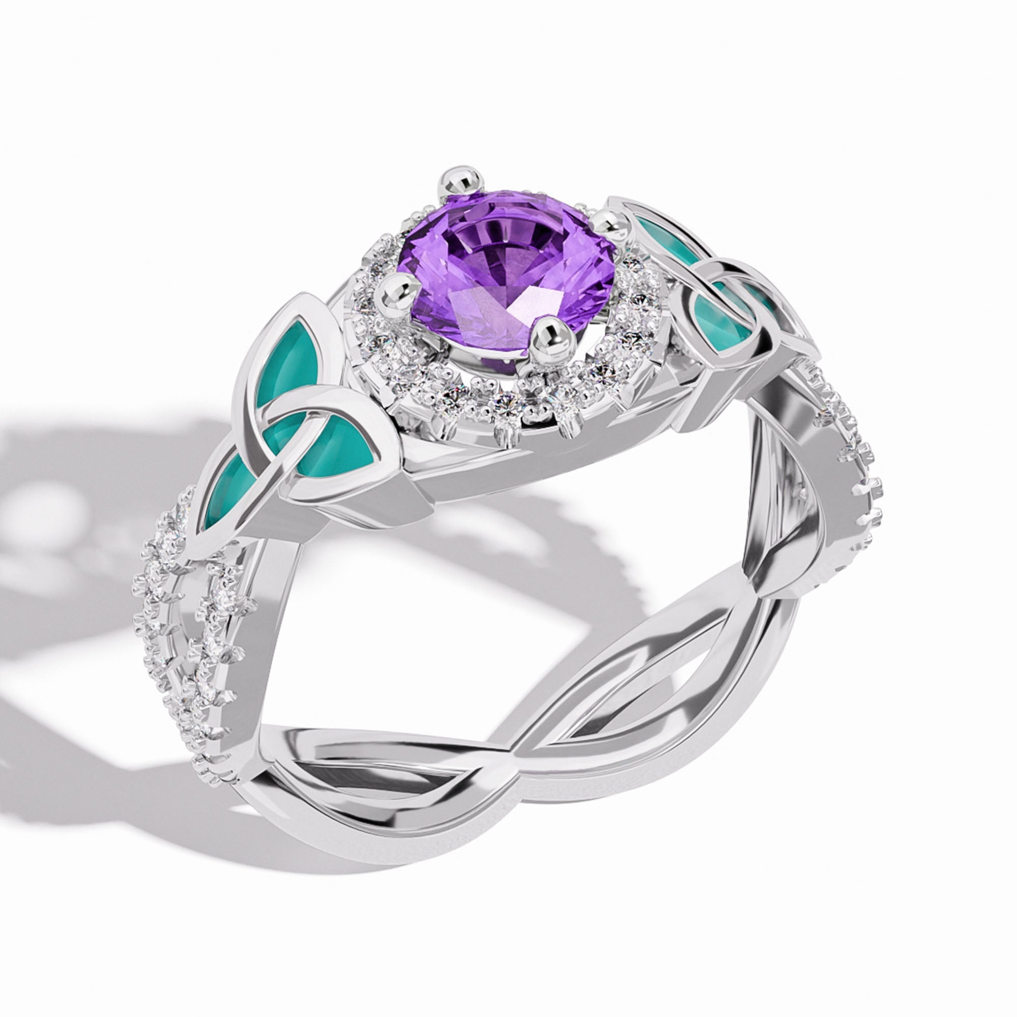 Interwoven Lucky Leaf Ring - Amethyst - Serene Western