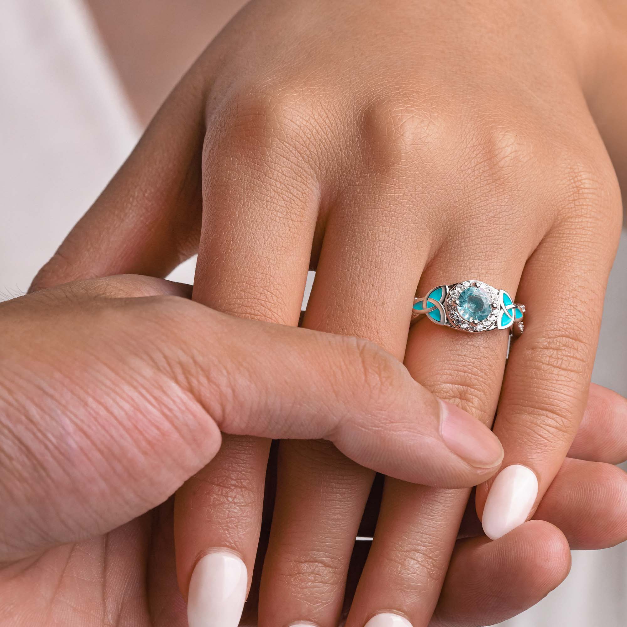 Interwoven Lucky Leaf Ring - Aquamarine - Serene Western