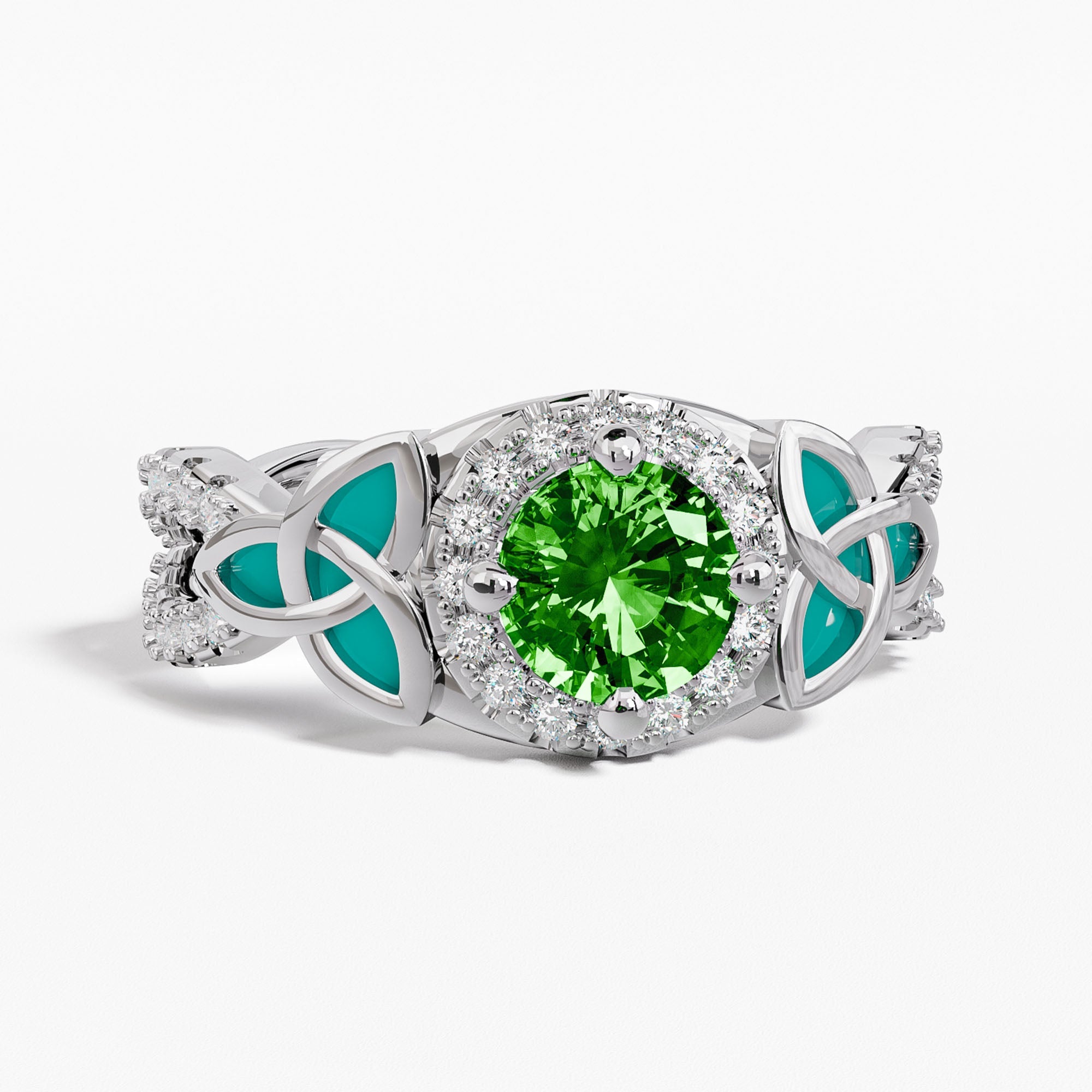 Interwoven Lucky Leaf Ring -  Emerald - Serene Western